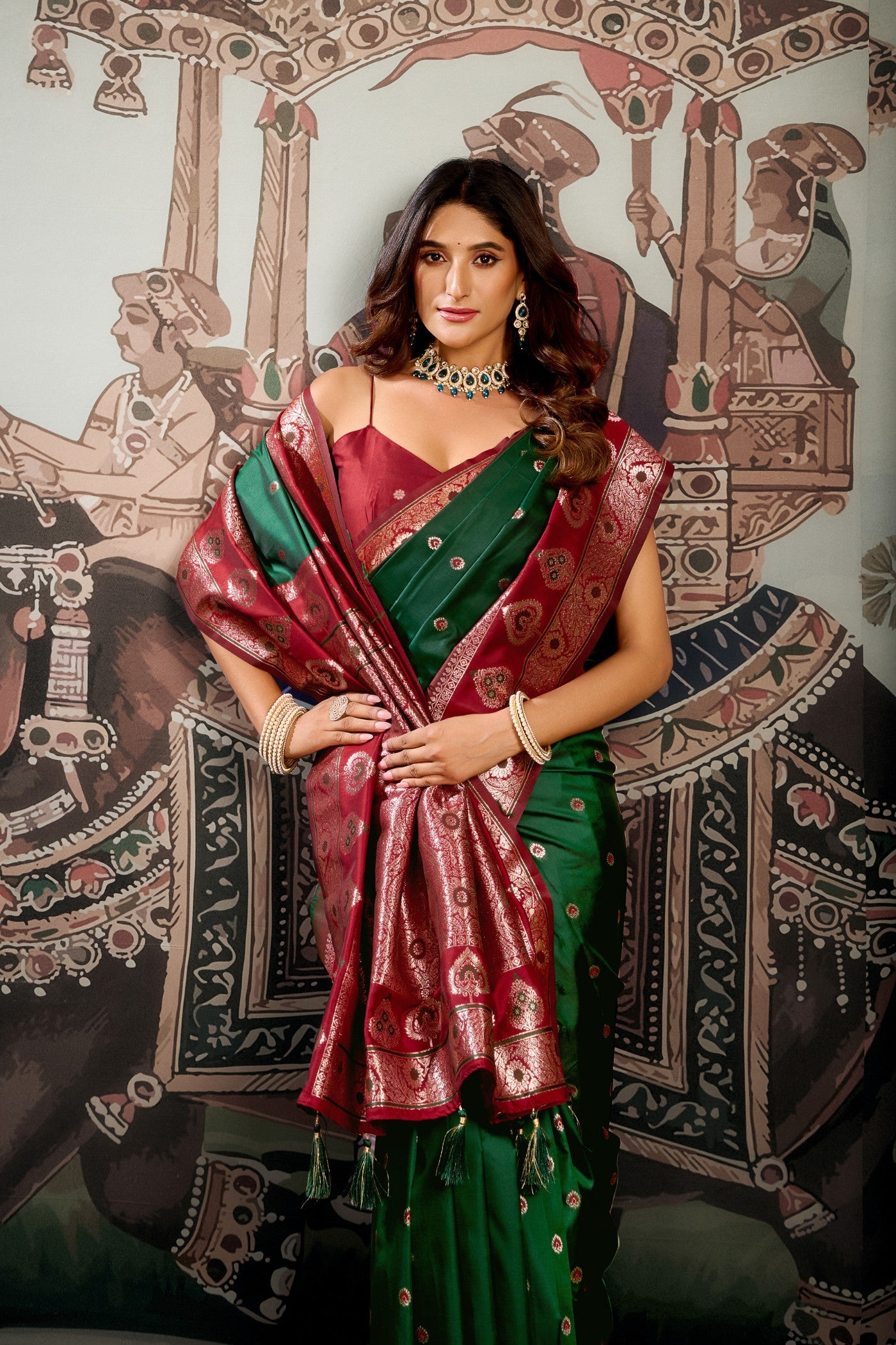 Buy MySilkLove Harlequin Green Banarasi Soft Silk Saree Online