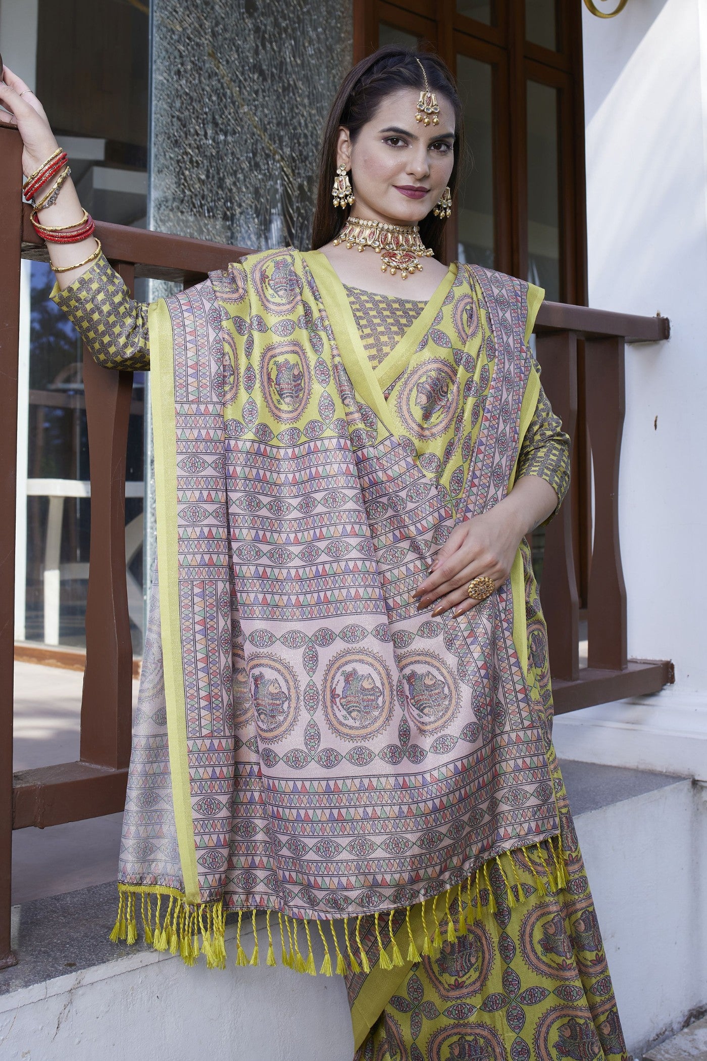 Buy MySilkLove Army Green Banarasi Digital Printed Saree Online