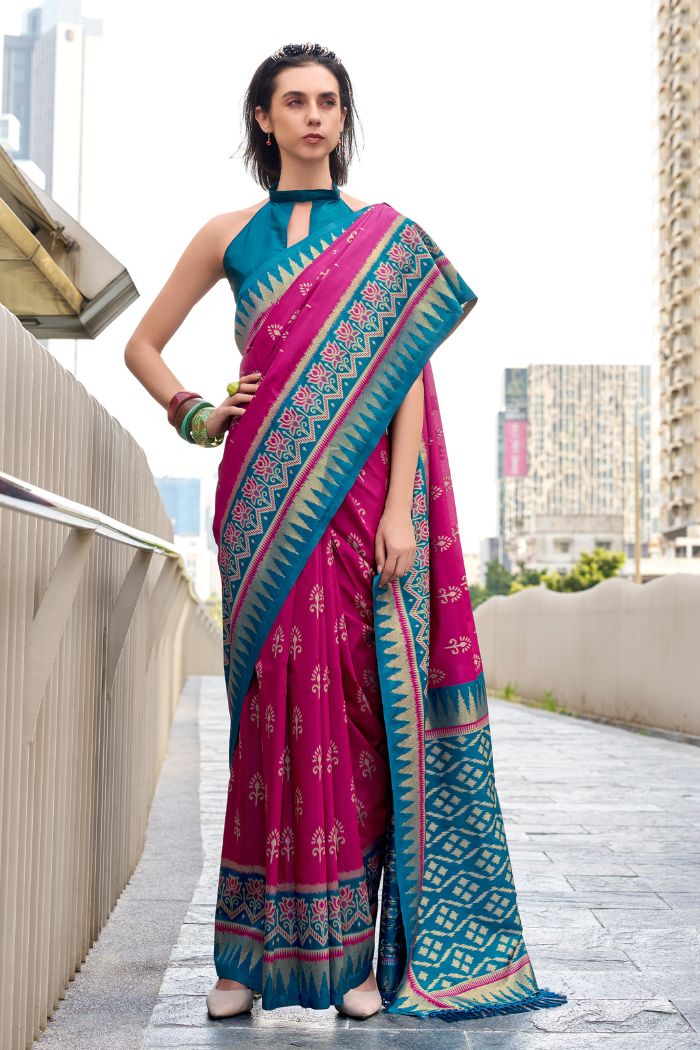 Buy MySilkLove Jam Pink Woven Banarasi Saree Online