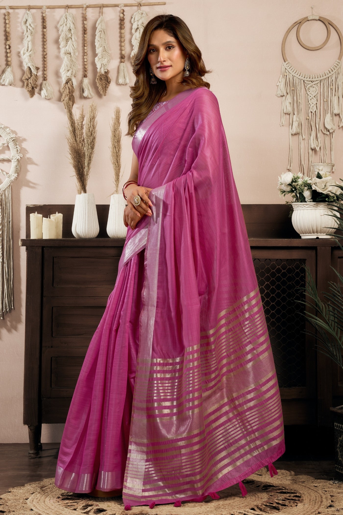 Buy MySilkLove Blossom Pink Handloom Cotton Saree Online