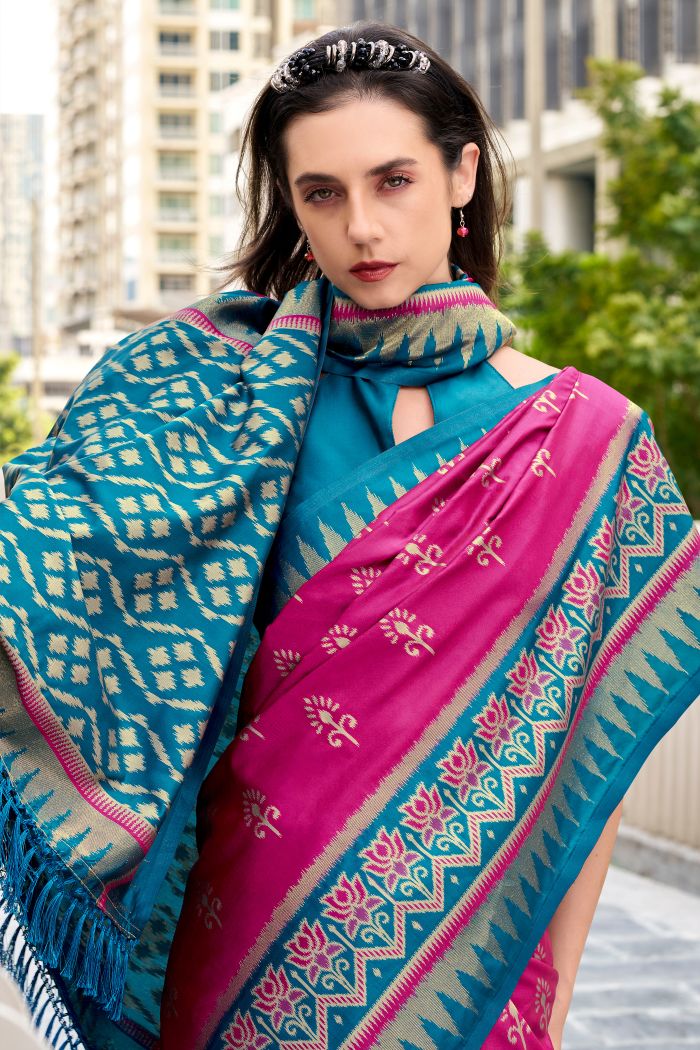 Buy MySilkLove Jam Pink Woven Banarasi Saree Online