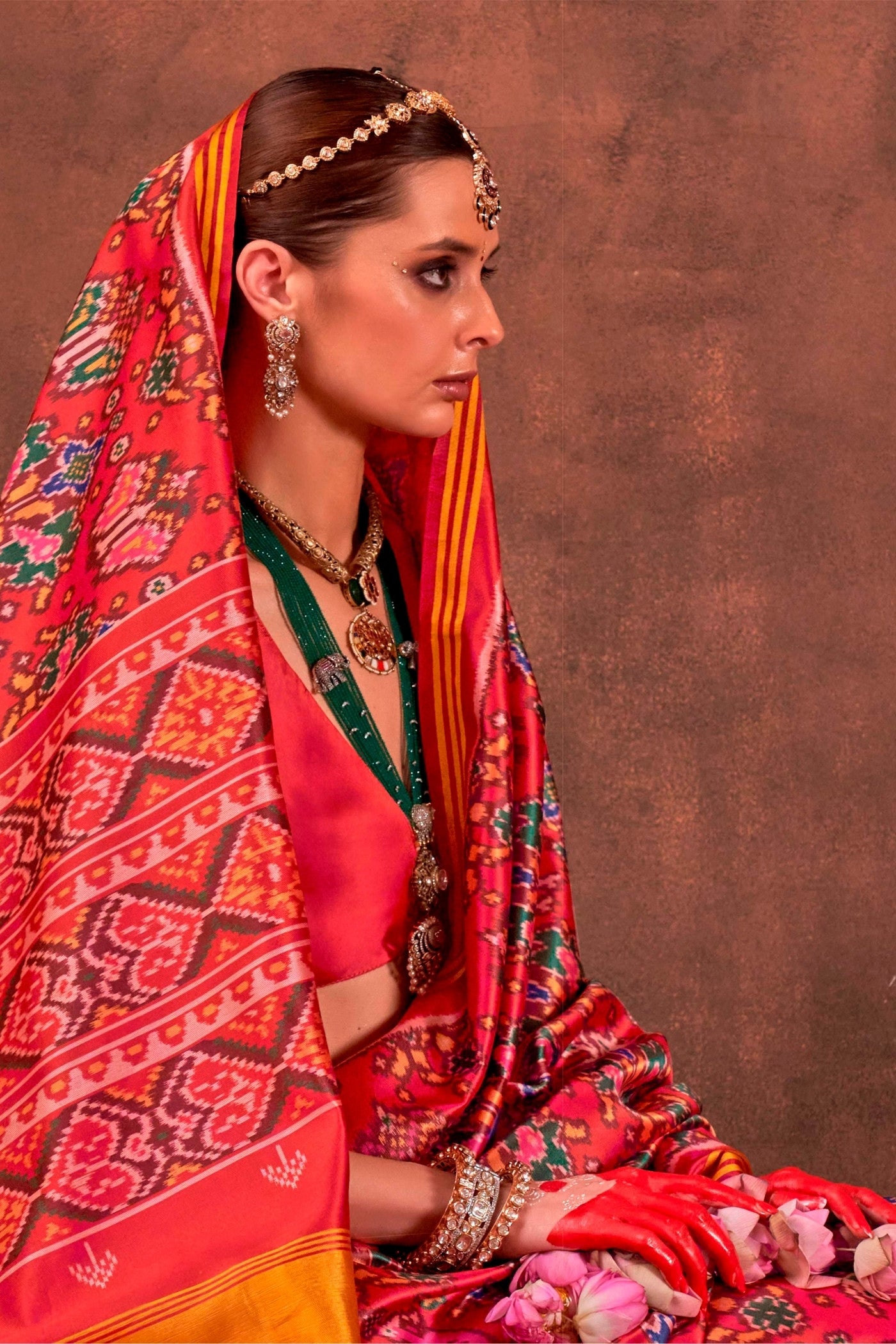 MySilkLove Ruby Red Printed Patola Saree