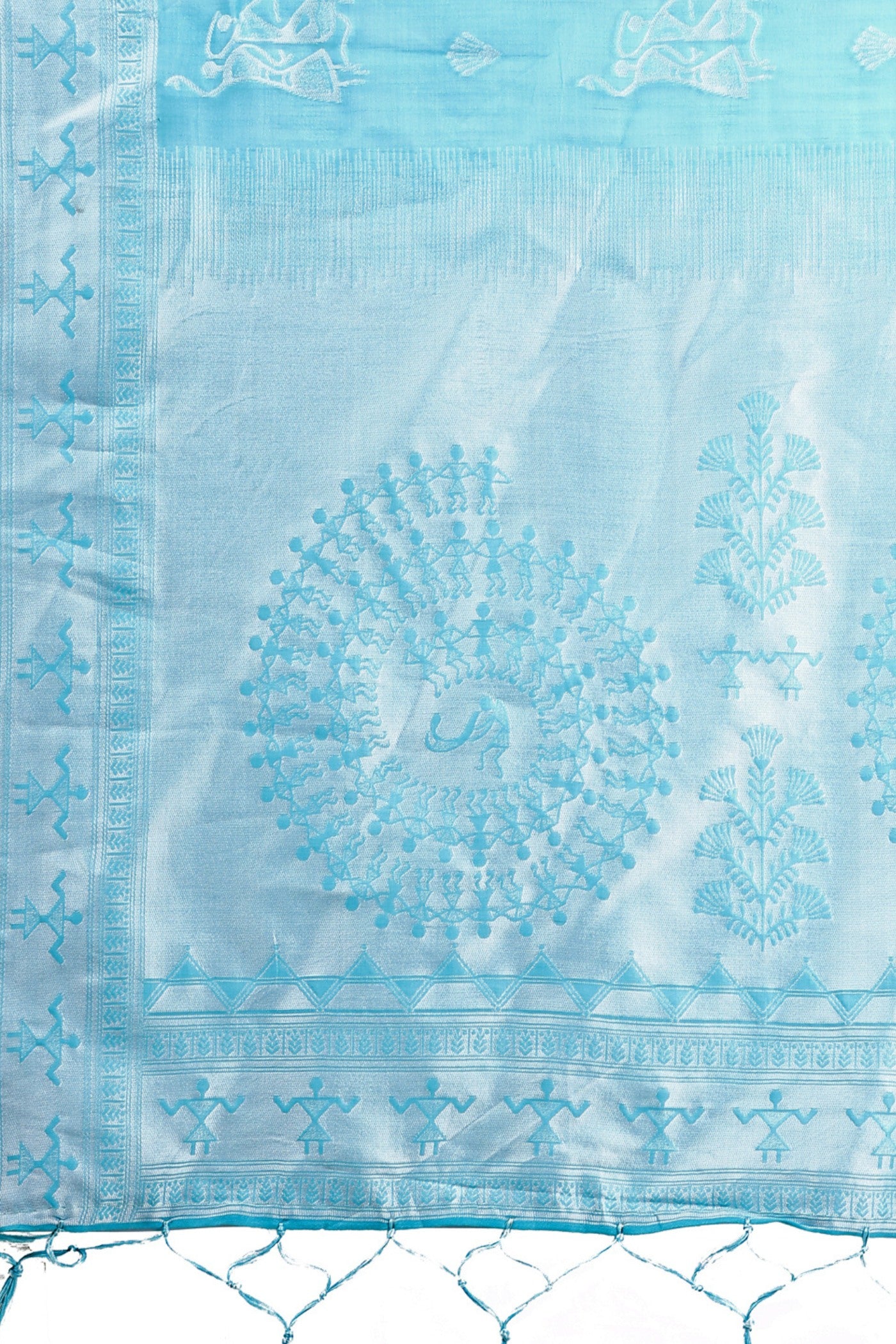 Buy MySilkLove Water Blue Woven Linen Cotton Saree Online
