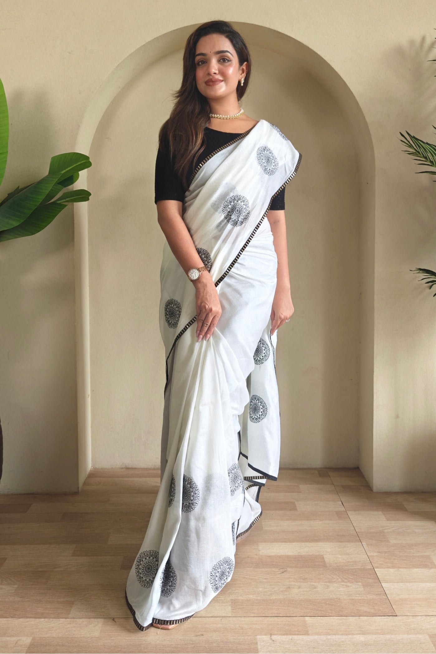 Buy MySilkLove Glacier White Printed Silk Saree Online