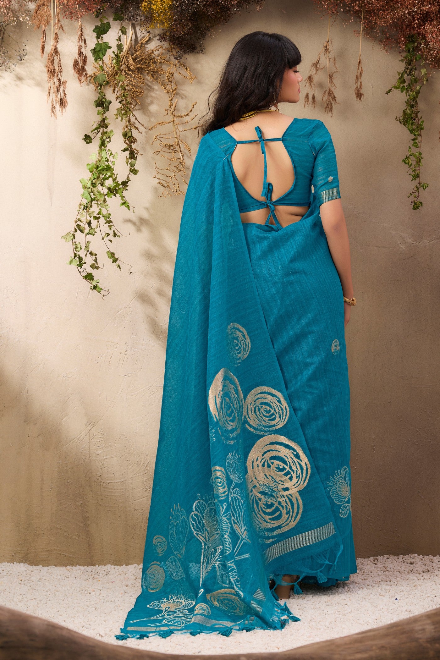 Buy MySilkLove Periwinkle Blue Munga Handloom Cotton Saree Online