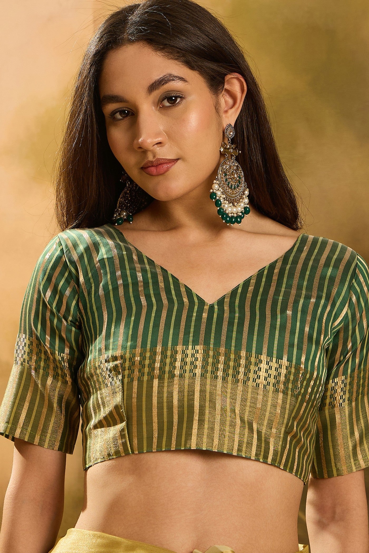 Buy MySilkLove Kelly Green Woven Organza Saree Online