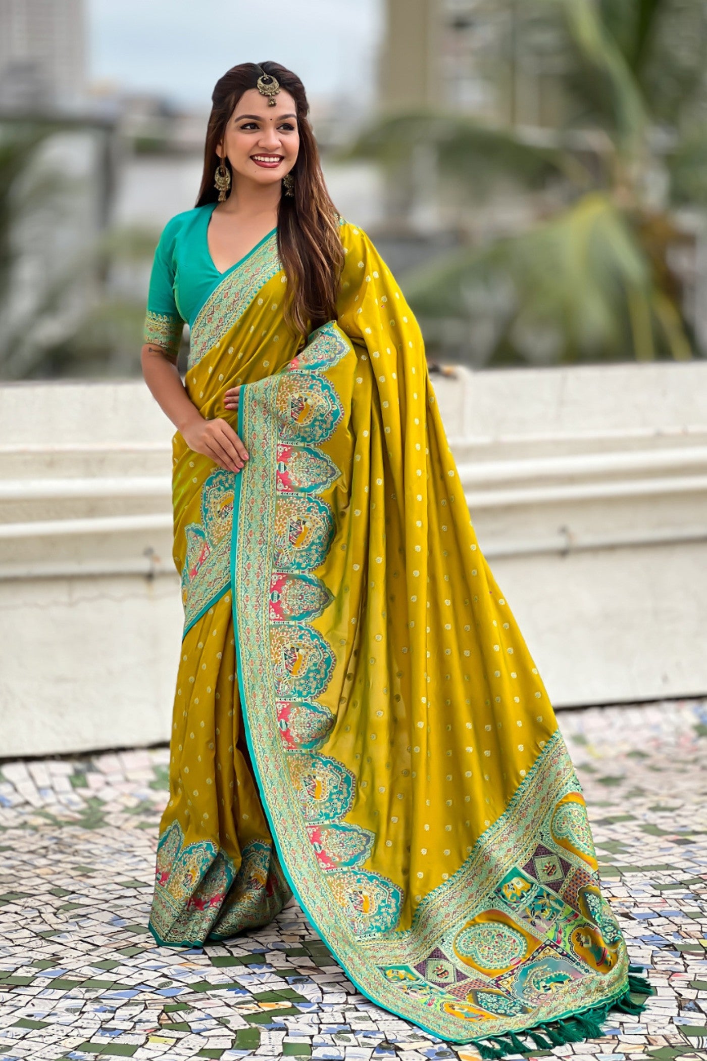Buy MySilkLove Sunrise Yellow Woven Banarasi Saree Online