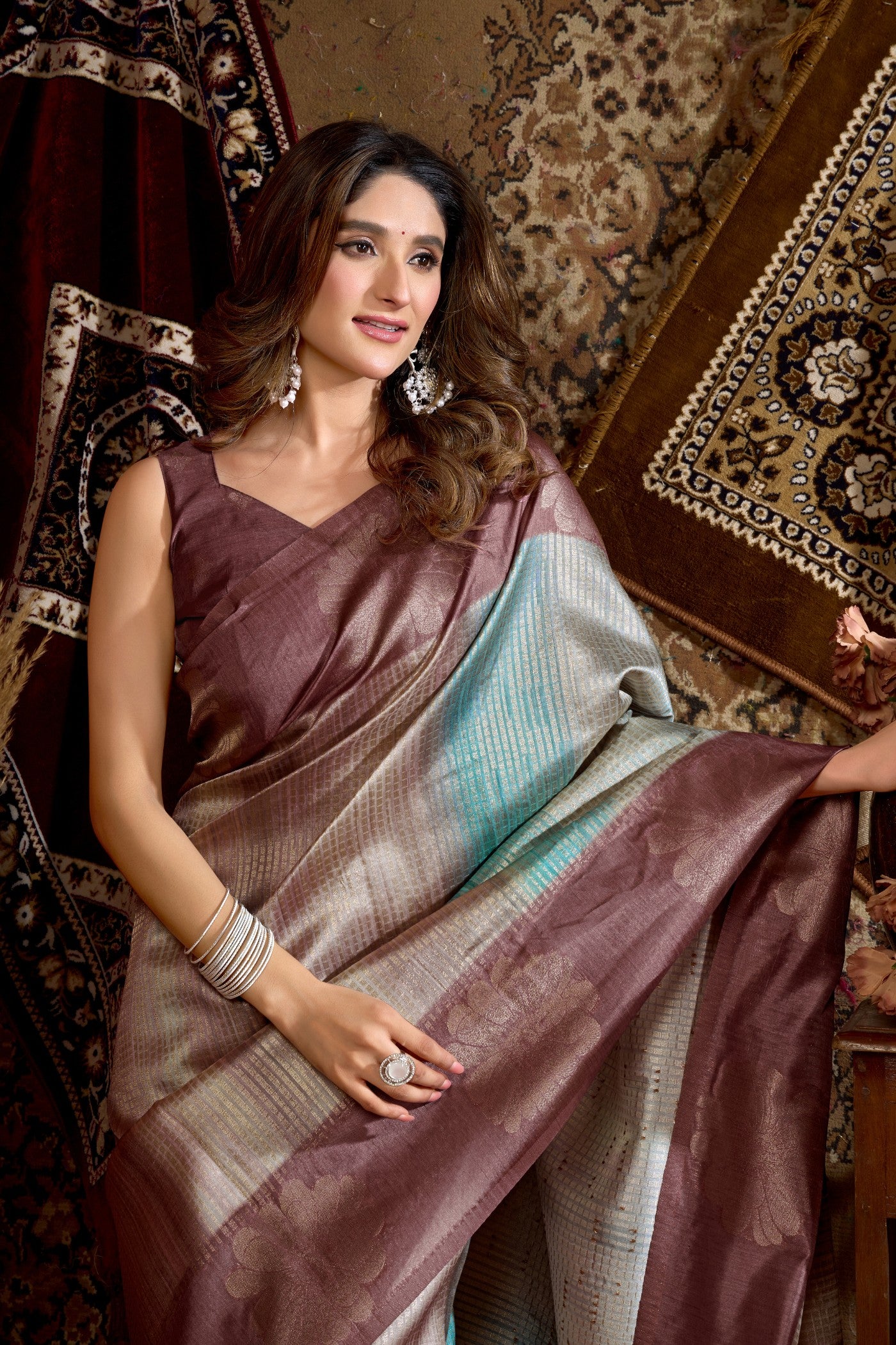 MySilkLove Taupe Purple Banarasi Soft Silk Saree
