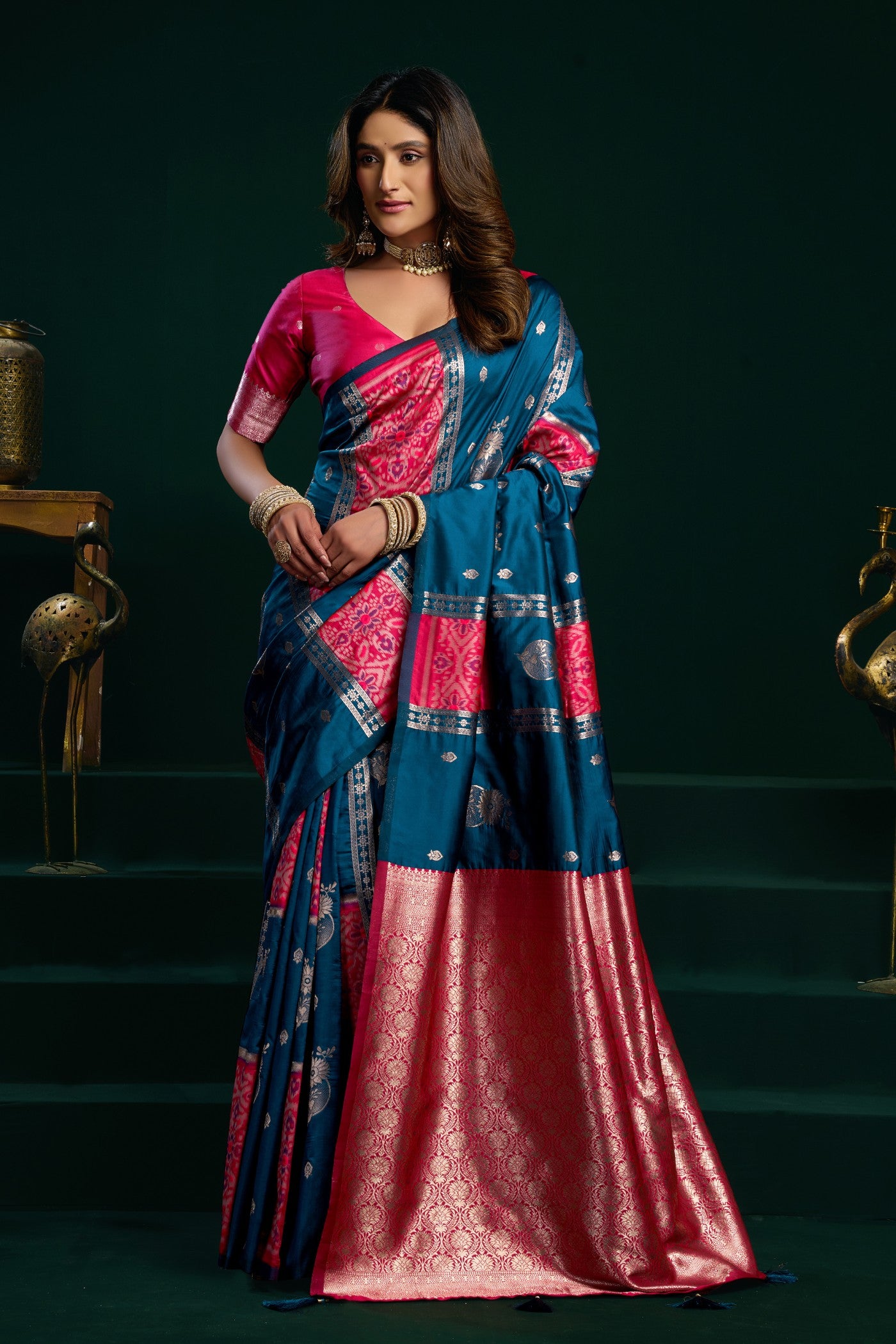 Buy MySilkLove Force Blue Banarasi Handloom Soft Silk Saree Online