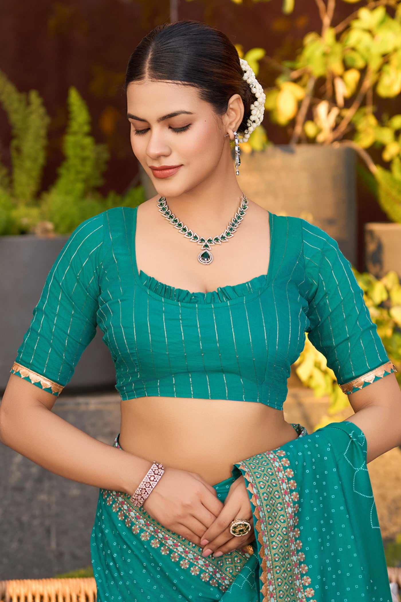 Buy MySilkLove Cadmium Green Printed Cotton Saree Online