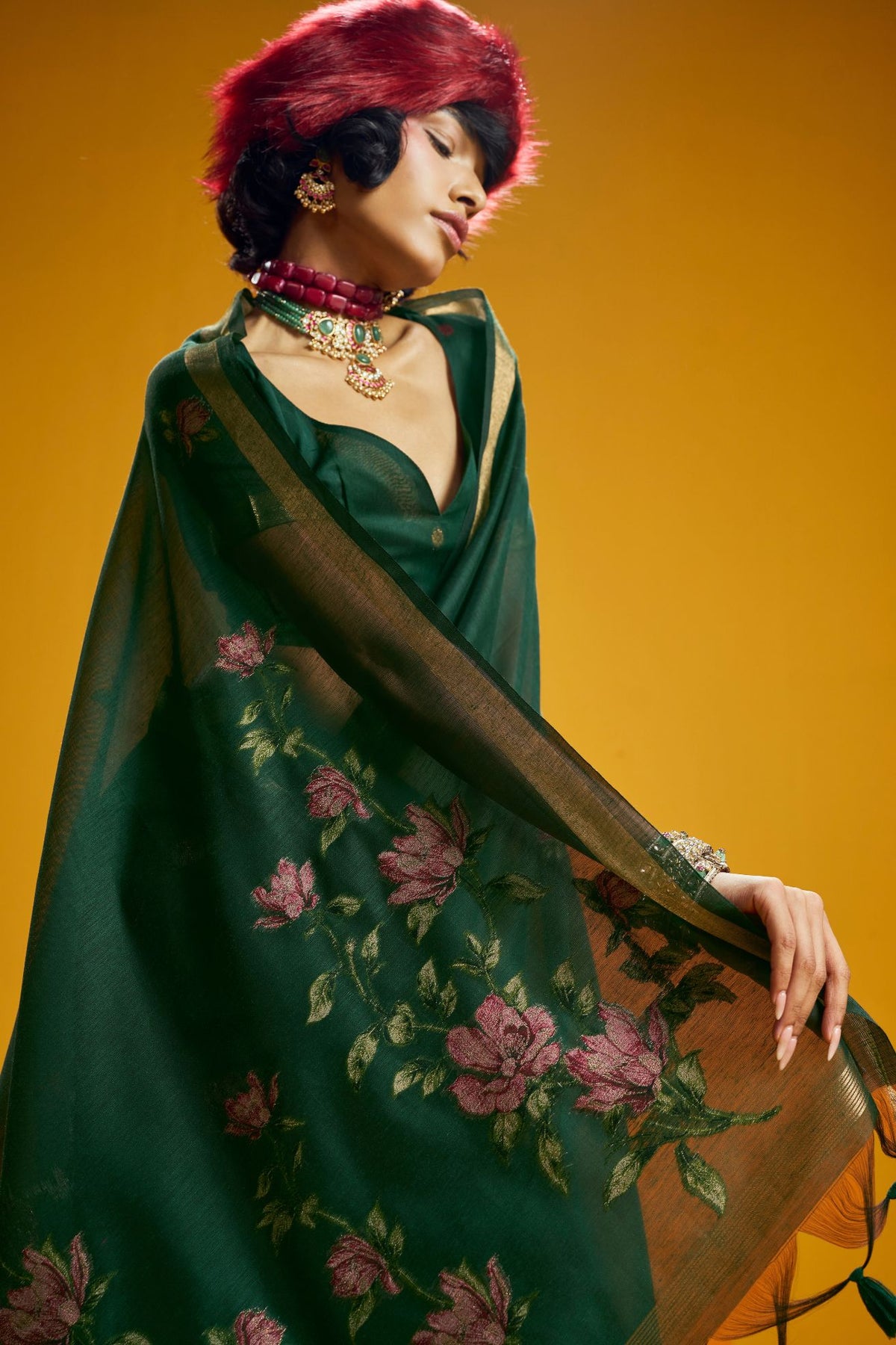 Buy MySilkLove Sage Green Handloom Muga Cotton Saree Online