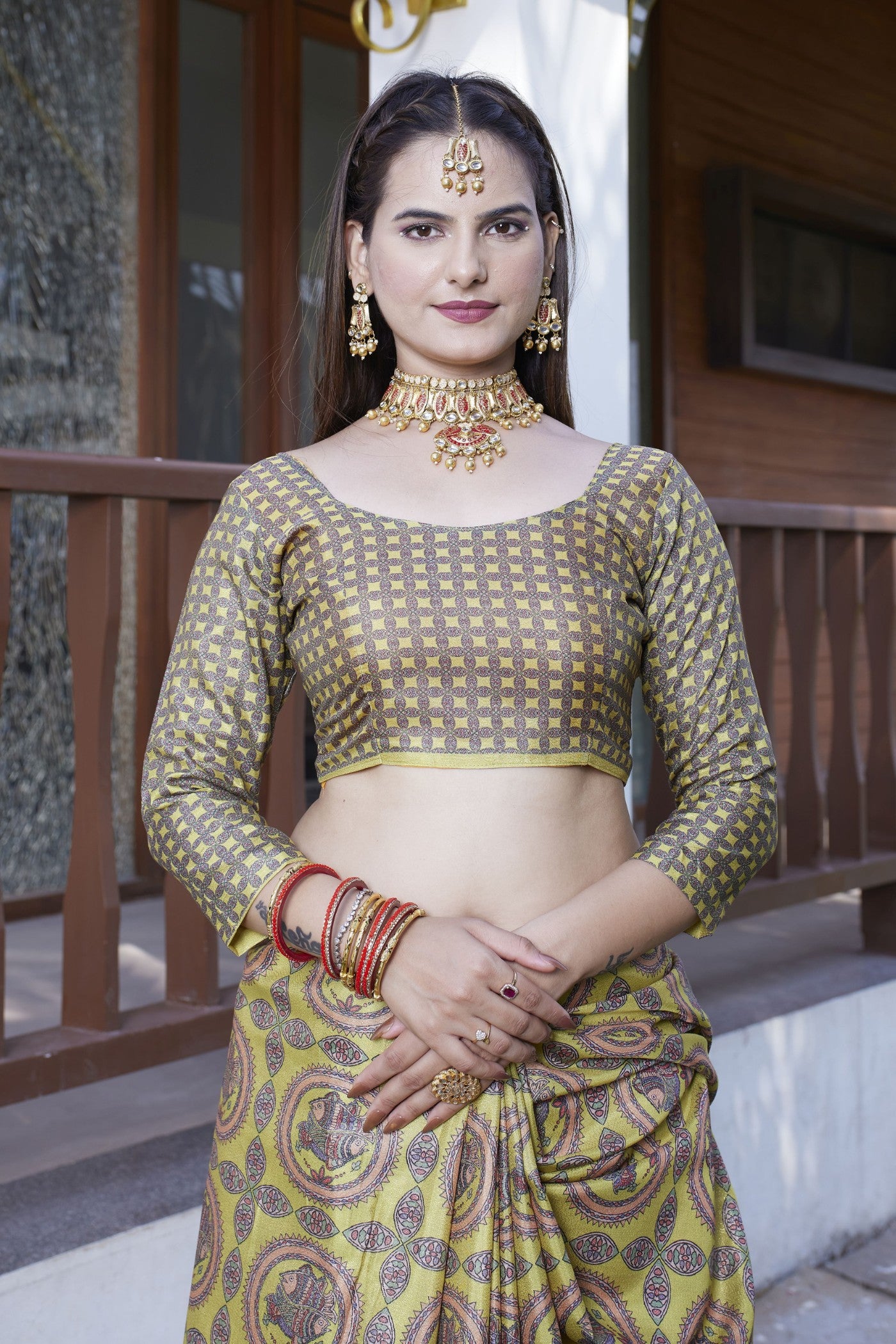 Buy MySilkLove Army Green Banarasi Digital Printed Saree Online