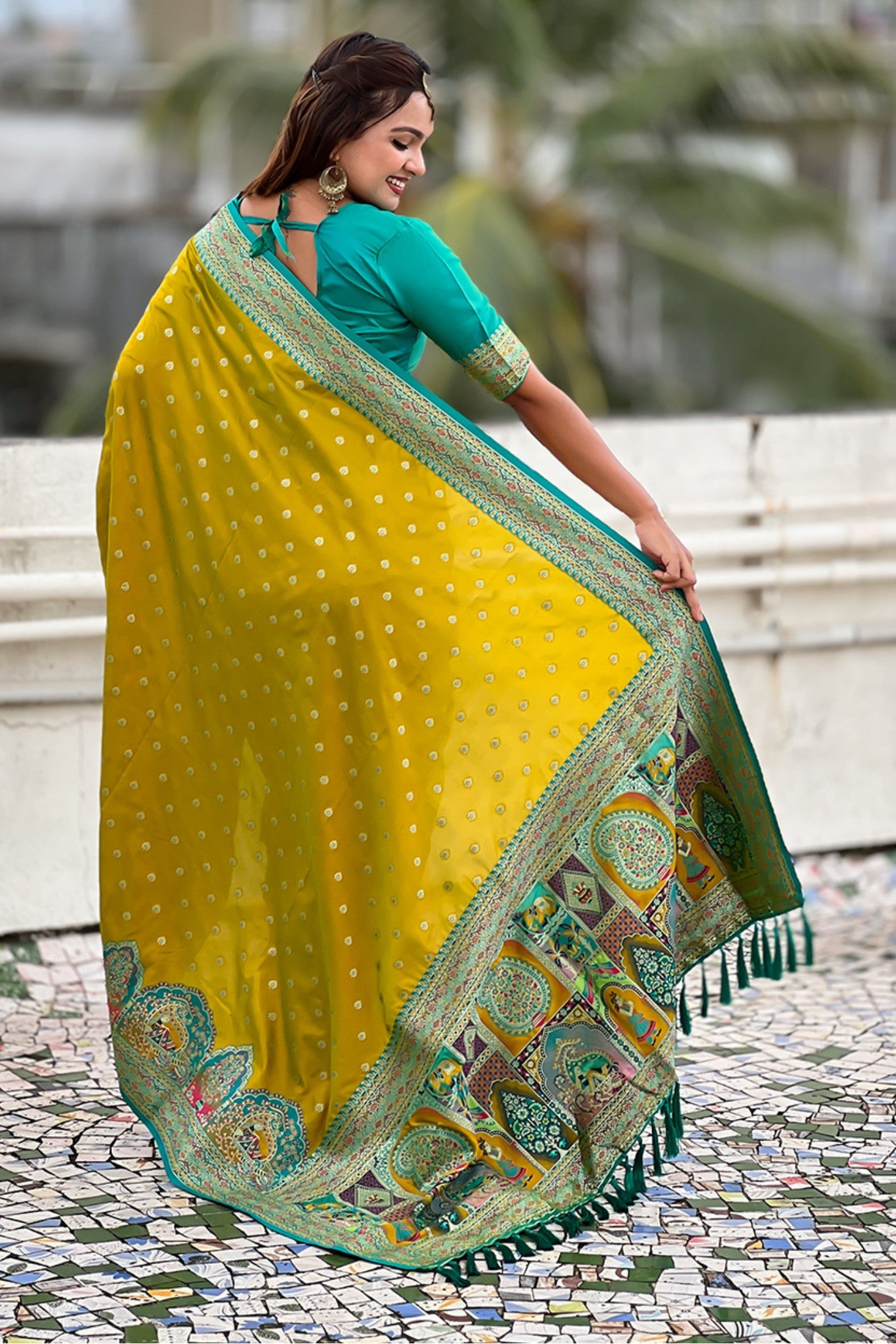 Buy MySilkLove Sunrise Yellow Woven Banarasi Saree Online