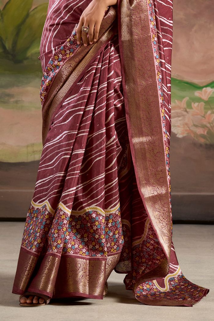 Buy MySilkLove Mulberry Maroon Woven Dola Silk Saree Online