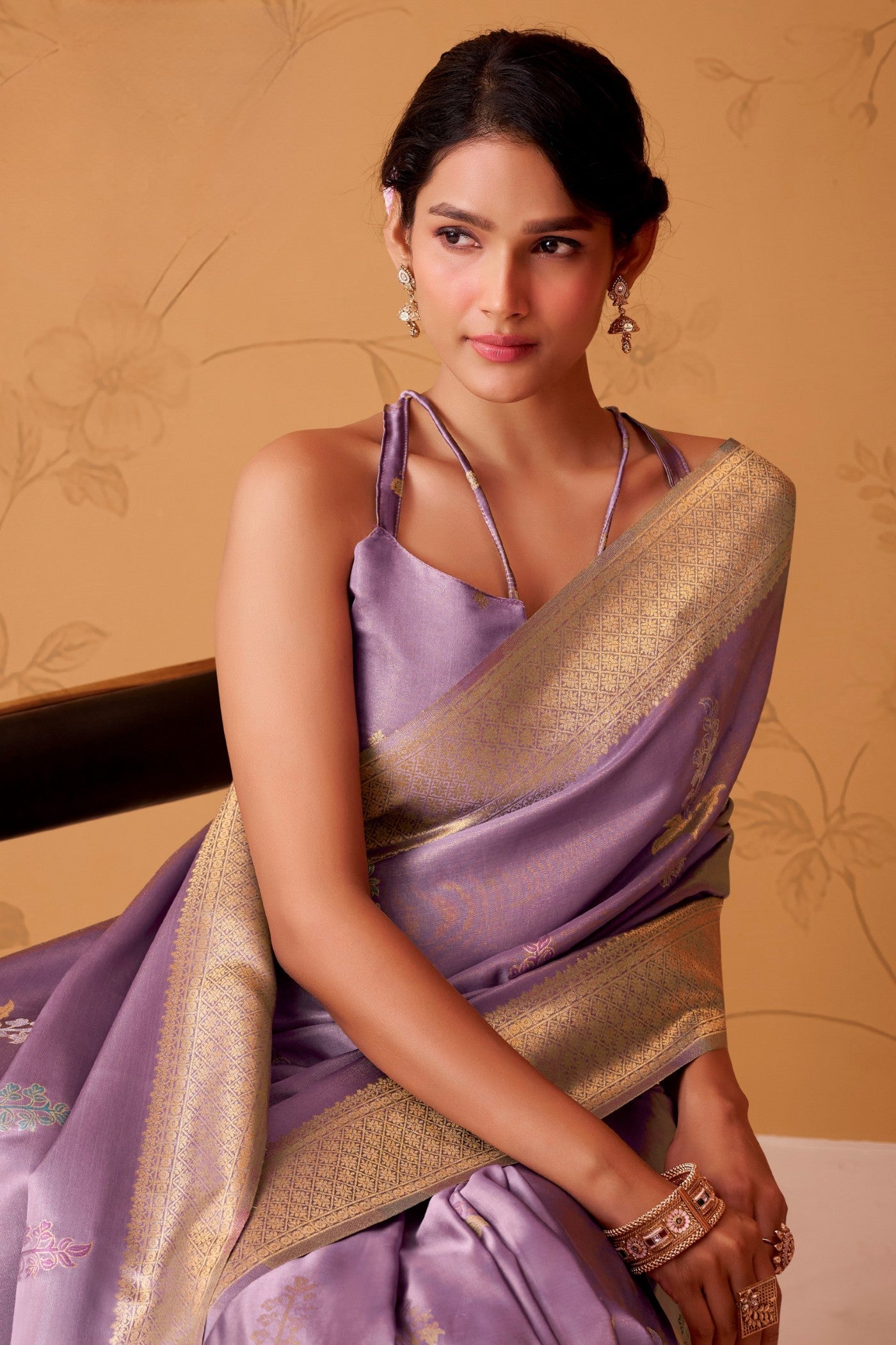 Buy MySilkLove Liseran Purple Handloom Satin Silk Saree Online