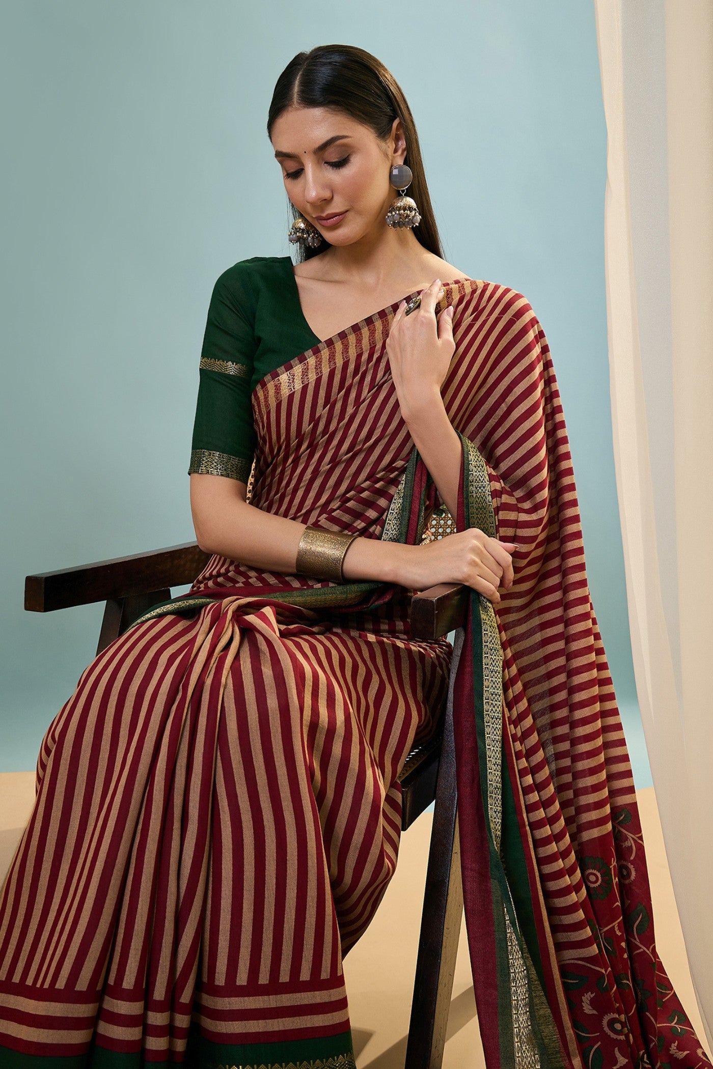 Buy MySilkLove Auburn Maroon Woven Cotton Saree Online