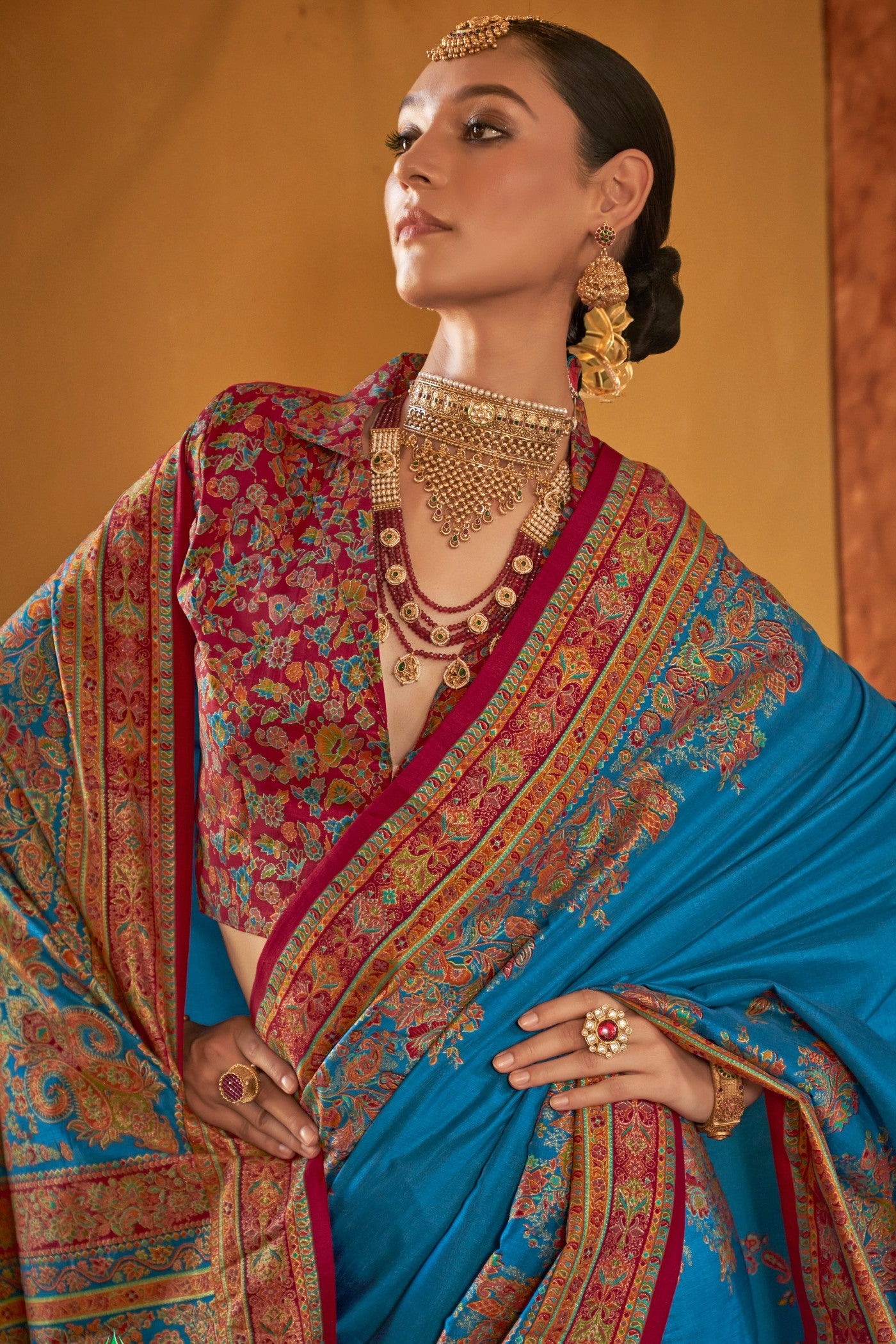 Buy MySilkLove Nice Blue Printed Banarasi Saree Online