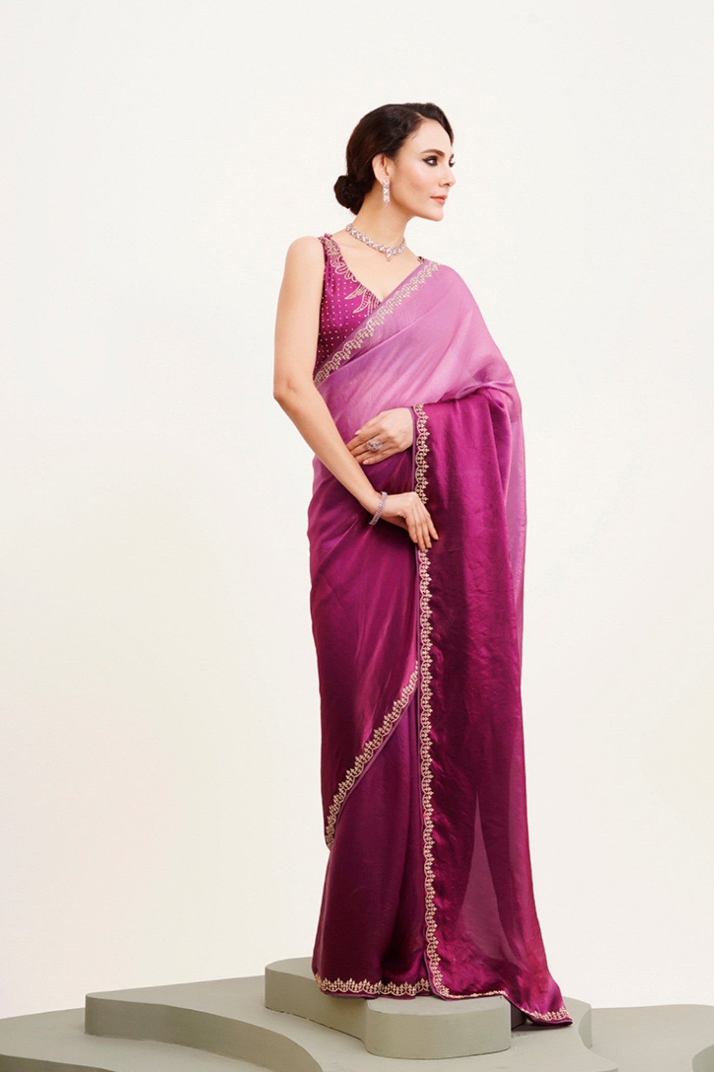 Buy MySilkLove Bush Pink Satin Partywear Saree Online