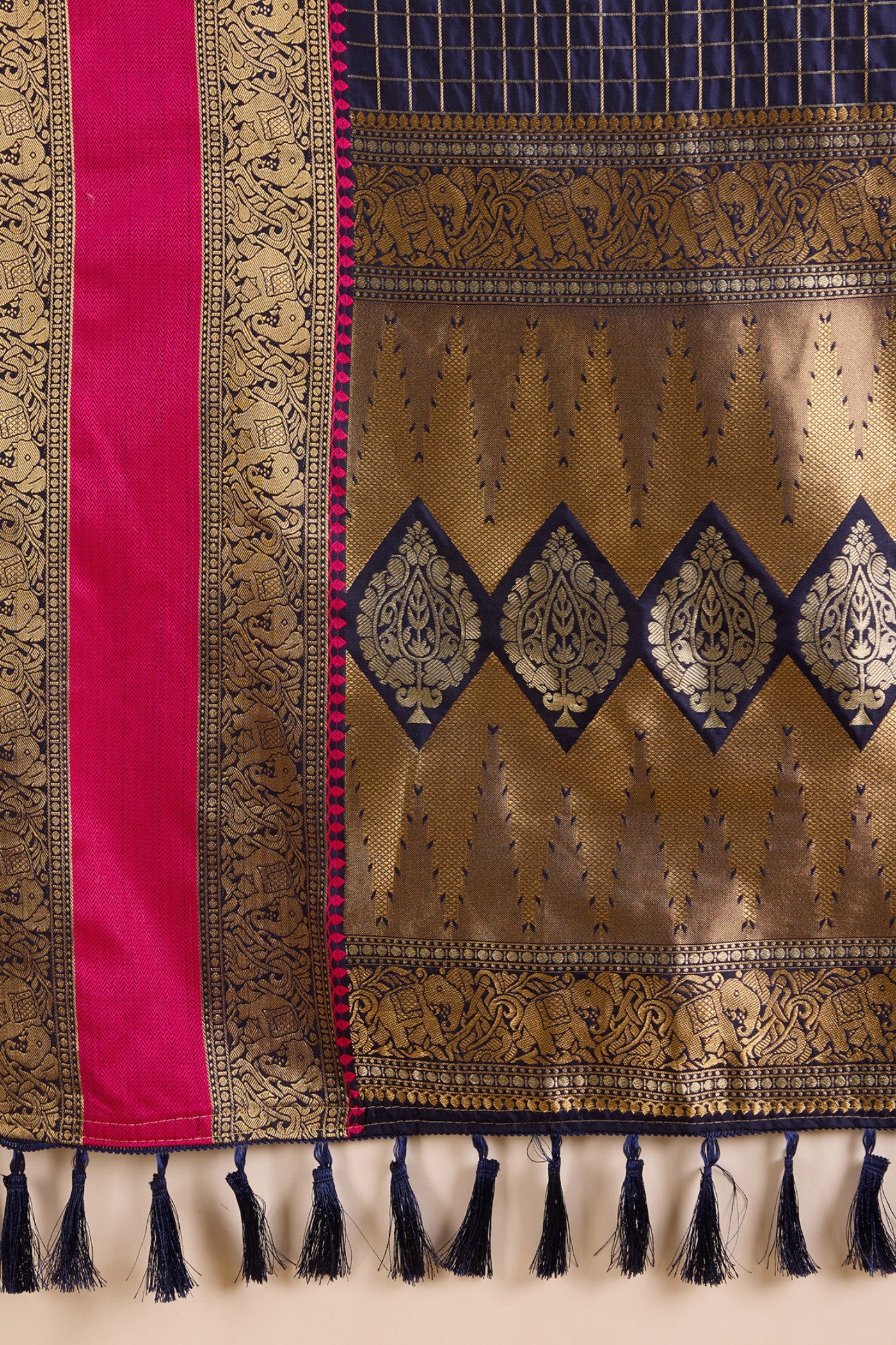 Buy MySilkLove Oxford Blue Zari Woven Banarasi Saree Online