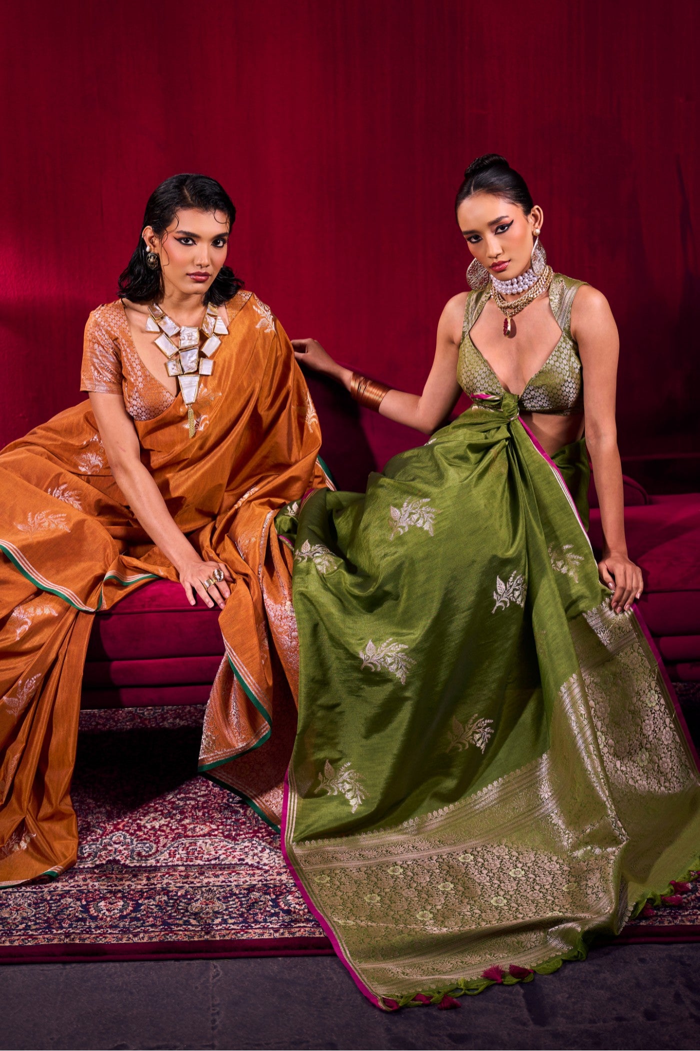 Buy MySilkLove Avocado Green Handloom Satin Soft Silk Saree Online