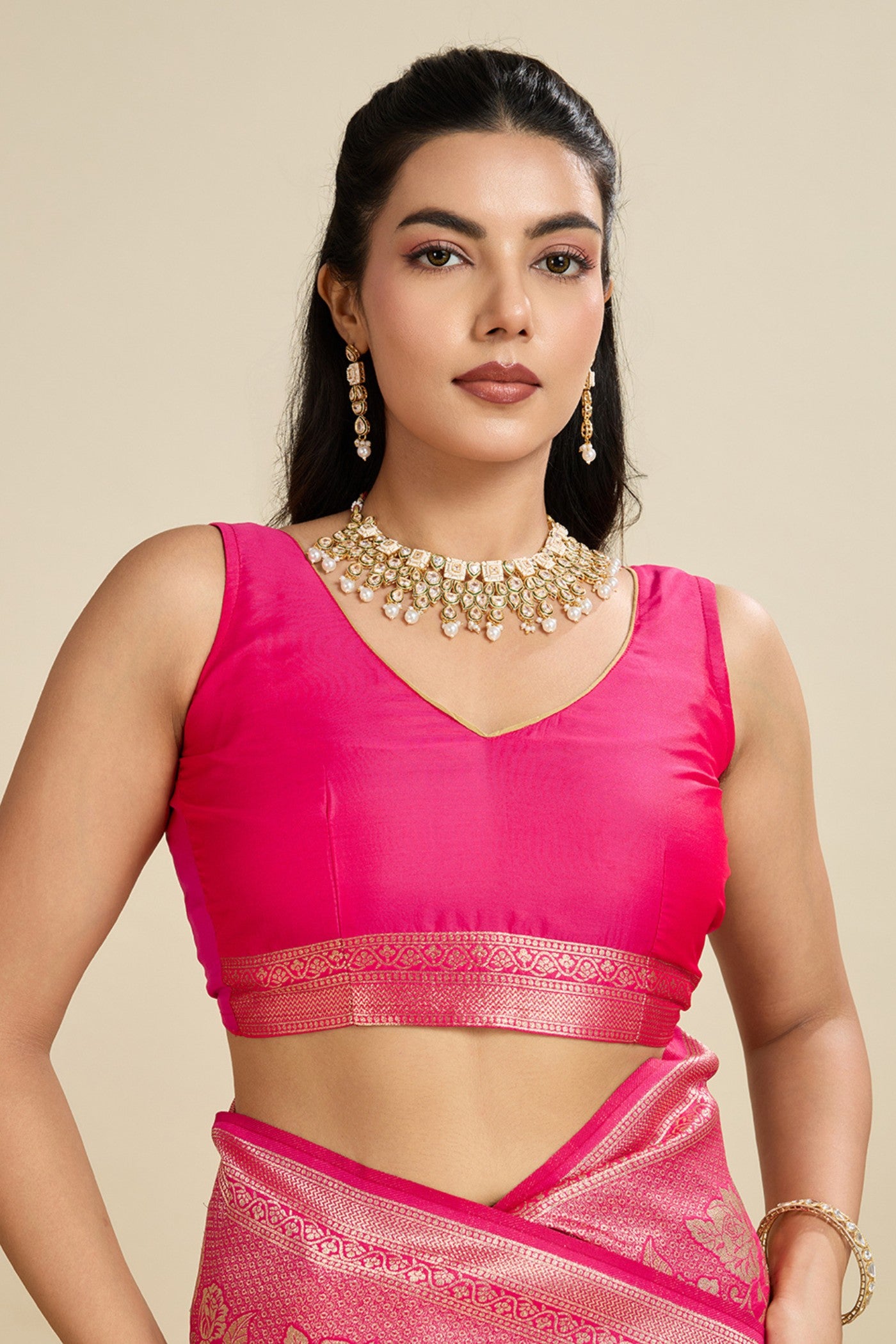 Buy MySilkLove Dewberry Pink Zari Woven Soft Kanjivaram Saree Online