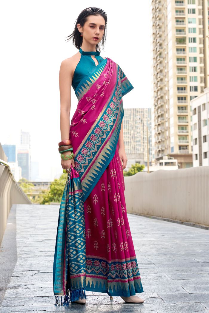 Buy MySilkLove Jam Pink Woven Banarasi Saree Online