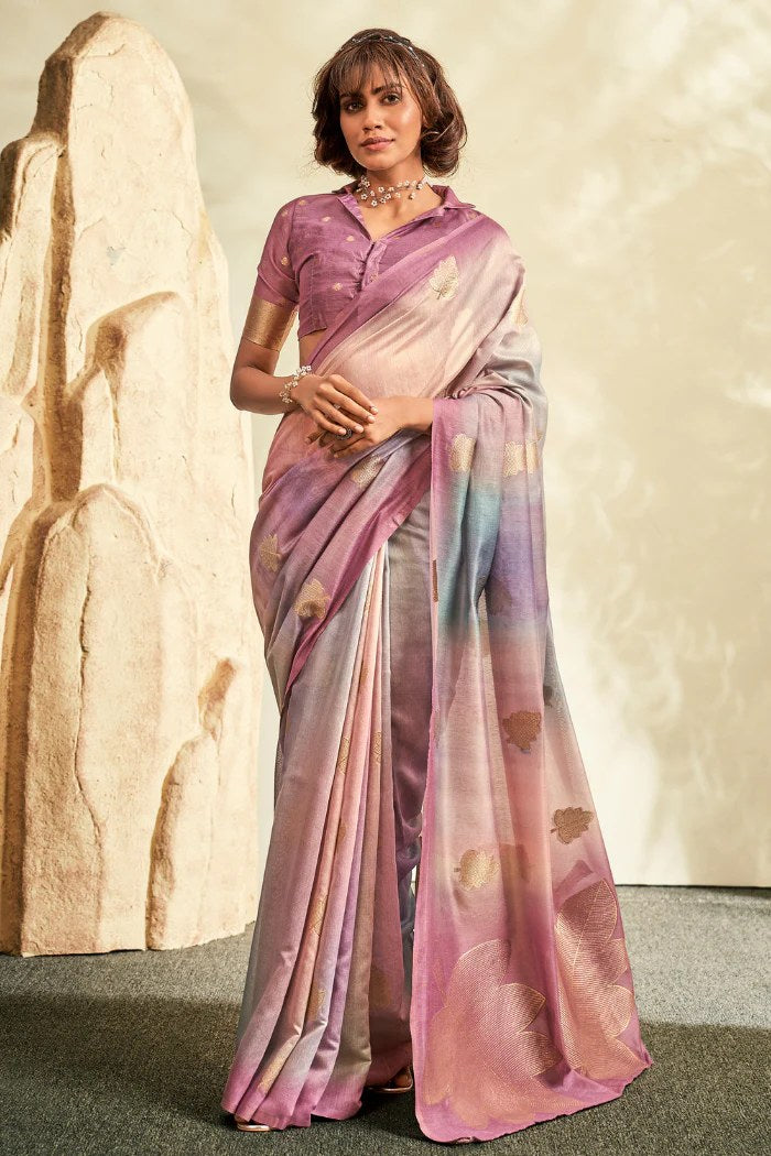 Buy MySilkLove Turkish Rose Purple Banarasi Handloom Silk Saree Online