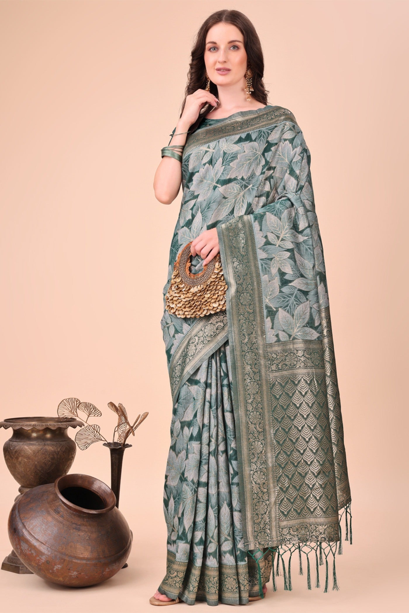 MySilkLove Peridot Green Woven Cotton Saree