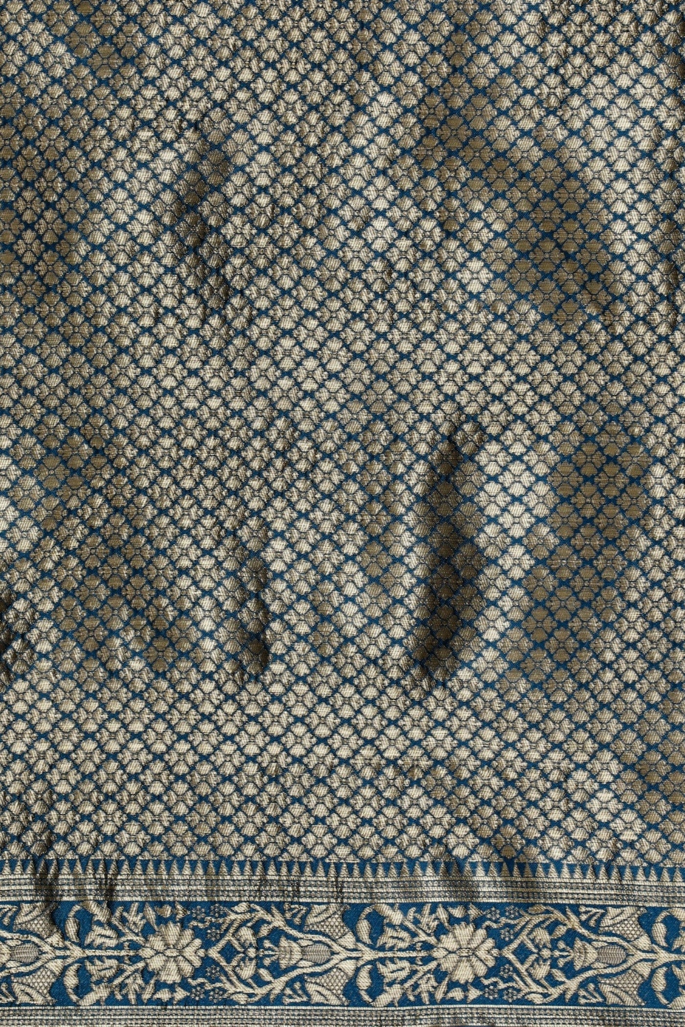 Buy MySilkLove Bismark Blue Woven Jacquard Lichi Silk Saree Online