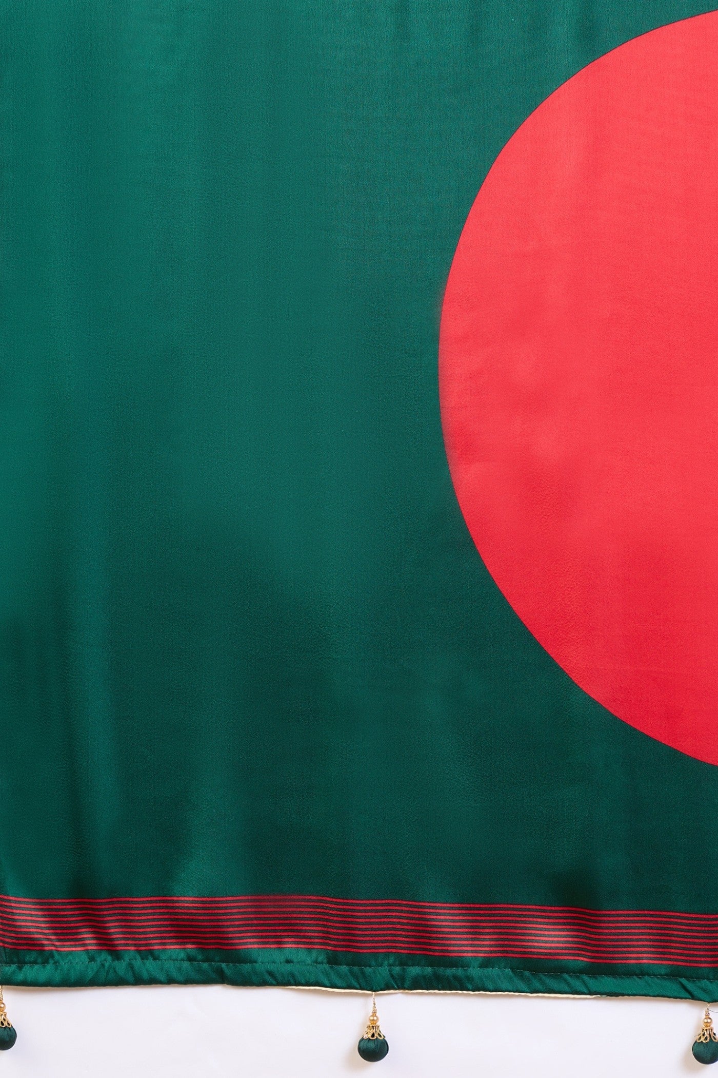 Buy MySilkLove Powder White and Green Stripe Ajrakh Printed Satin Crepe Silk Saree Online