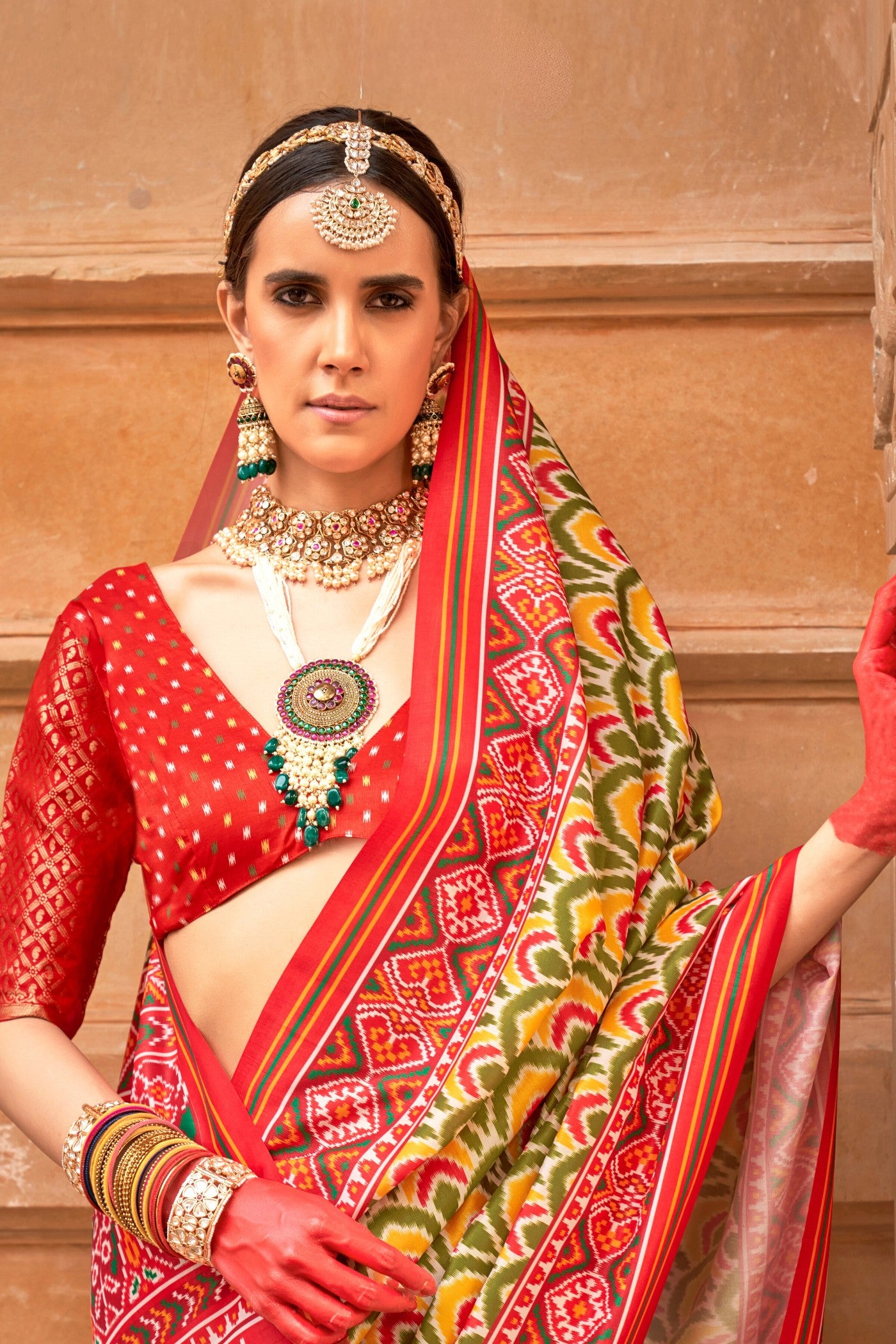 Buy MySilkLove Equator Green Printed Patola Saree Online