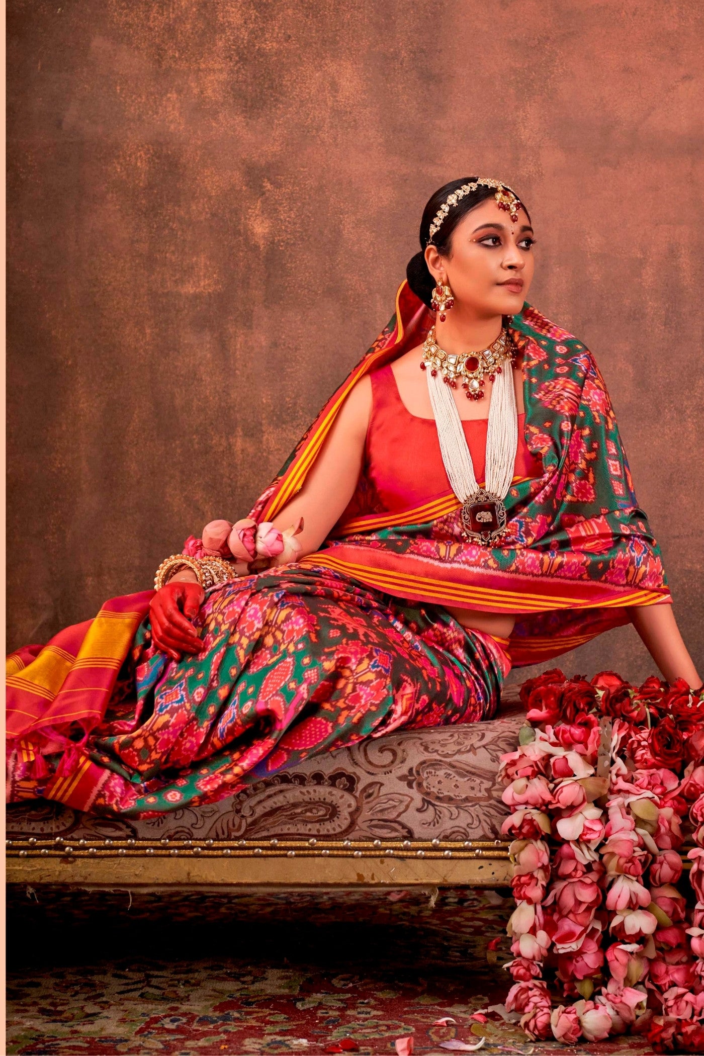 MySilkLove Jonquil Green Printed Patola Saree