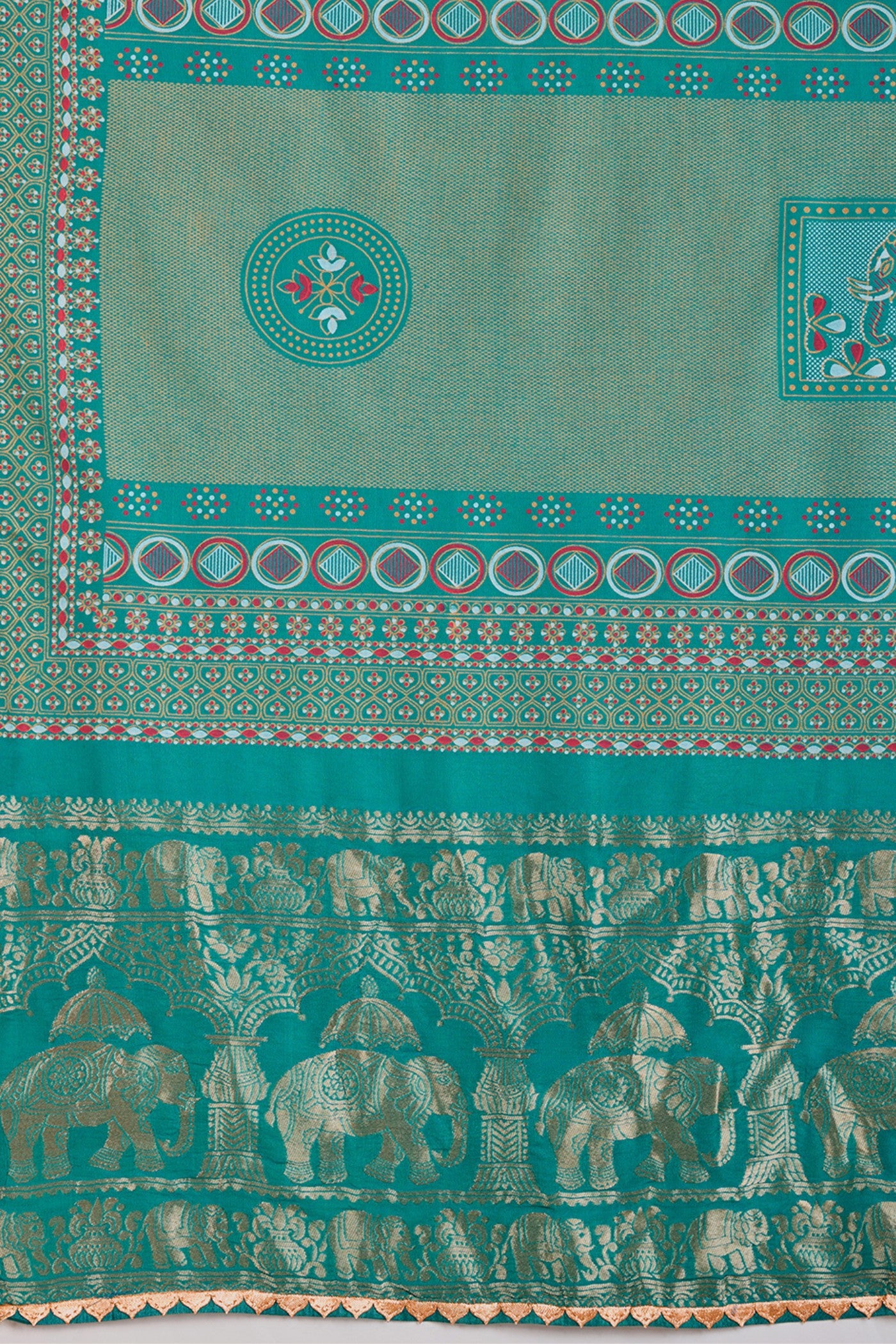 Buy MySilkLove Cadmium Green Printed Cotton Saree Online