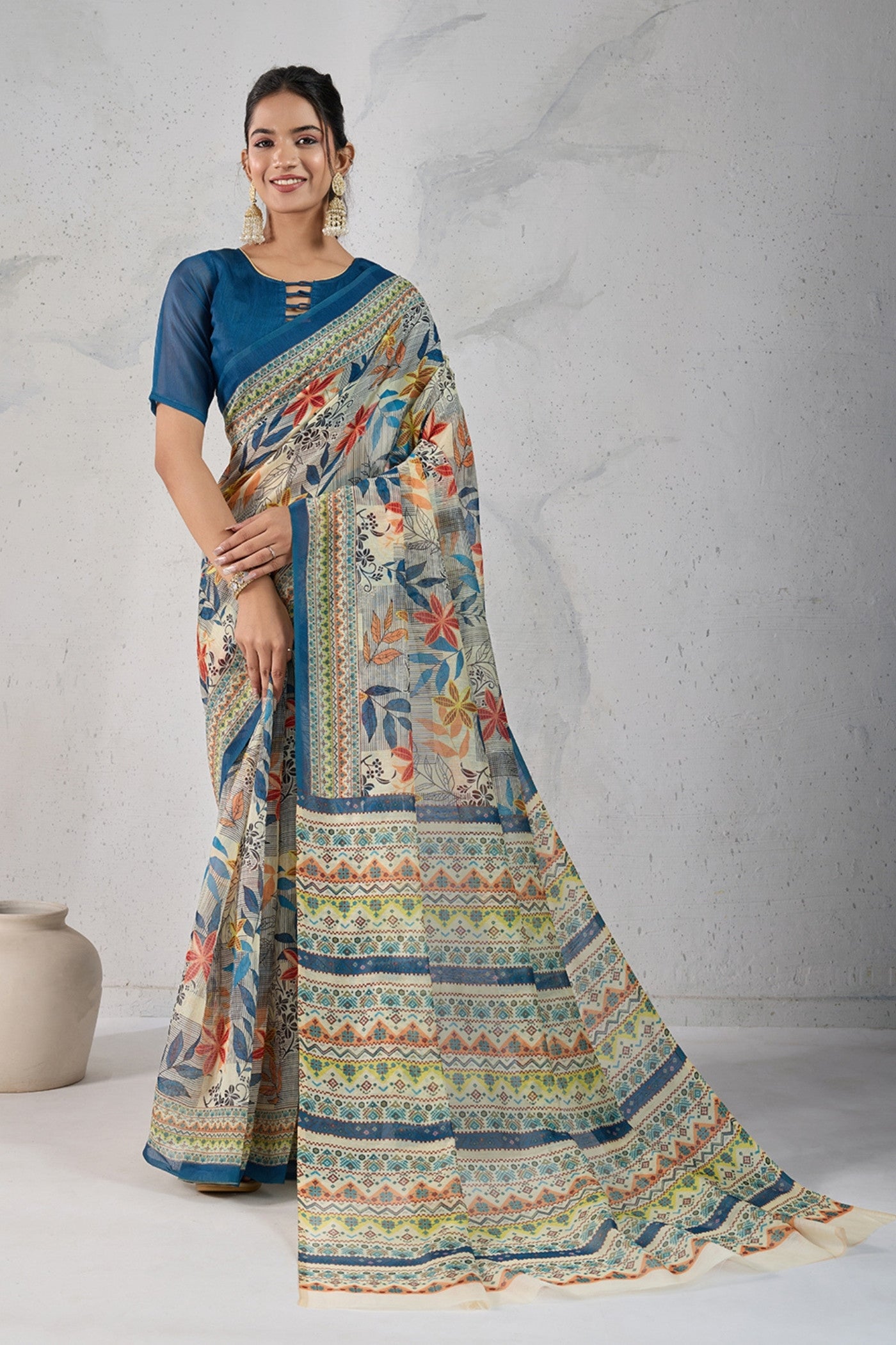 Buy MySilkLove Havelock Blue Digital Printed Saree Online