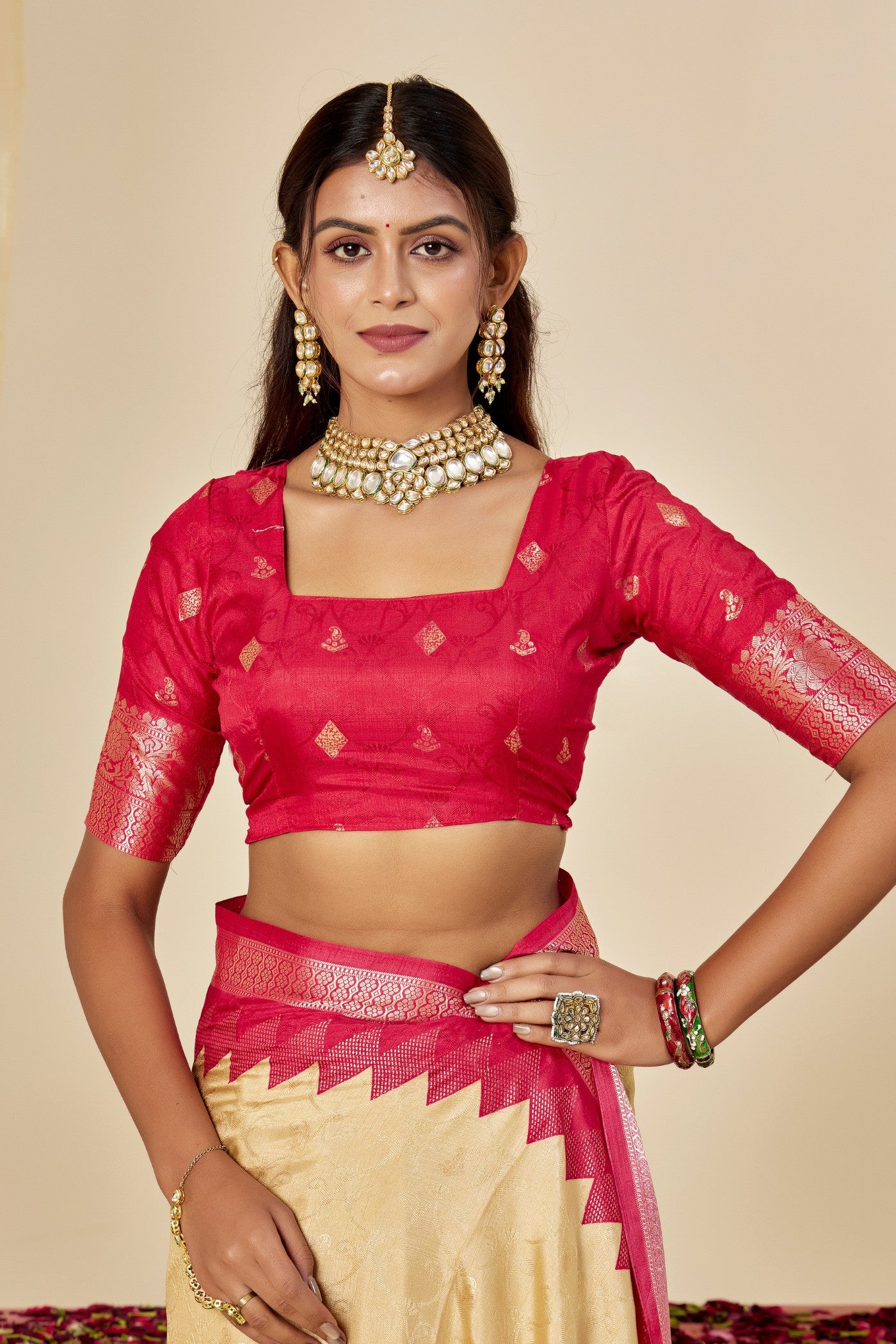 Buy MySilkLove Bone Cream Tussar Printed Silk Saree Online