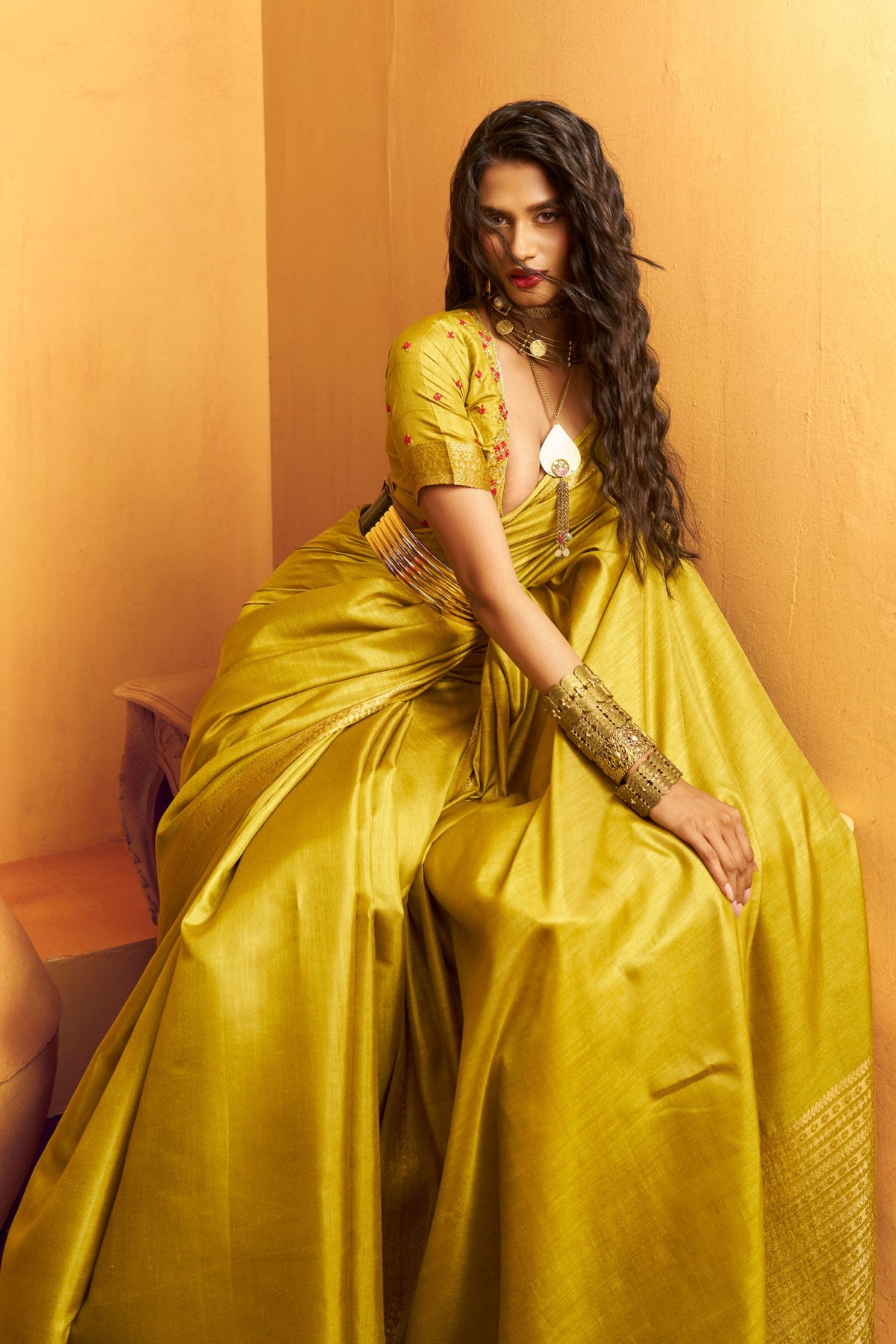 Buy MySilkLove Key Lime Green Tussar Handloom Silk Saree Online