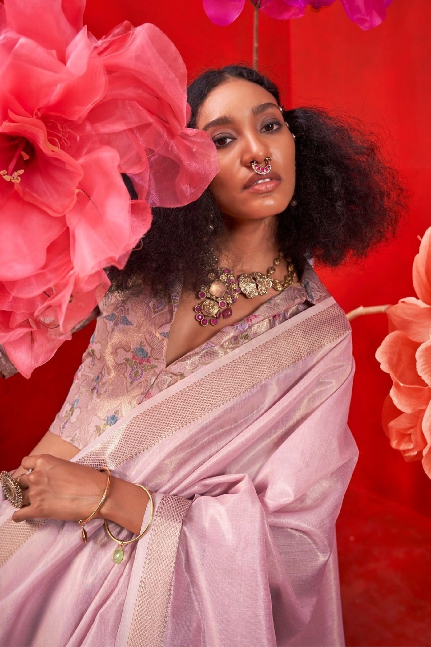 Buy MySilkLove Mauve Purple Tissue Handloom Saree Online