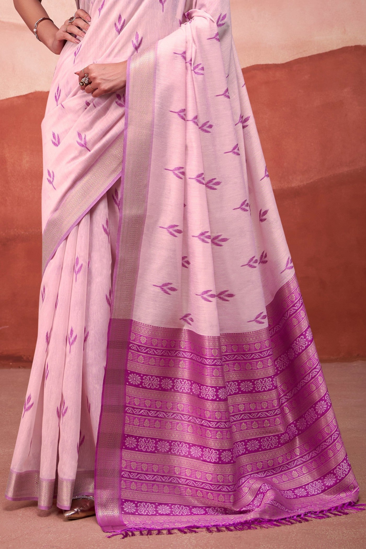 Buy MySilkLove Orchid Pink Woven Modal Cotton Saree Online