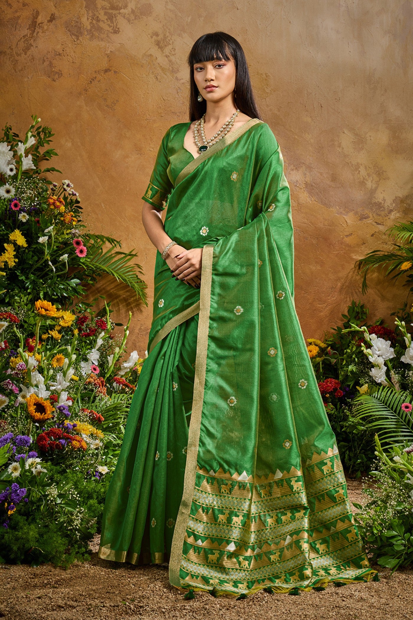 Buy MySilkLove Spring Green Tussar Handloom Silk Saree Online