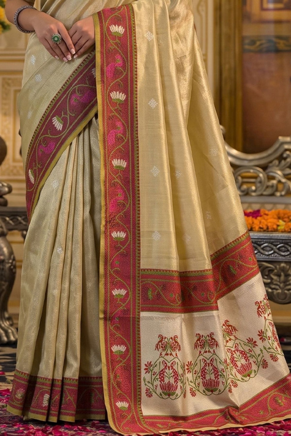Buy MySilkLove Desert Sand Woven Tissue Silk Saree Online