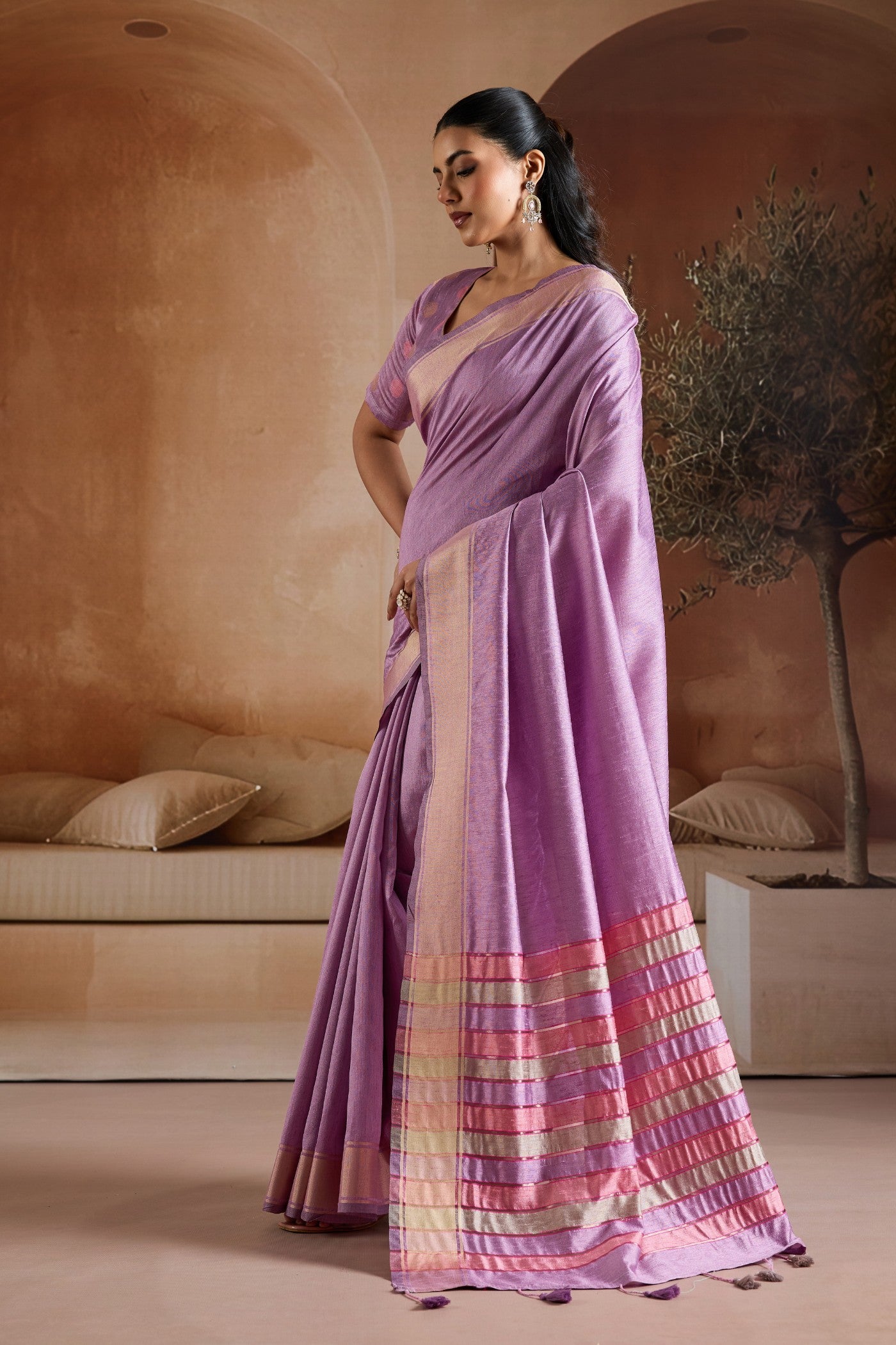 Buy MySilkLove Eminence Purple Handloom Bhagalpuri Saree Online