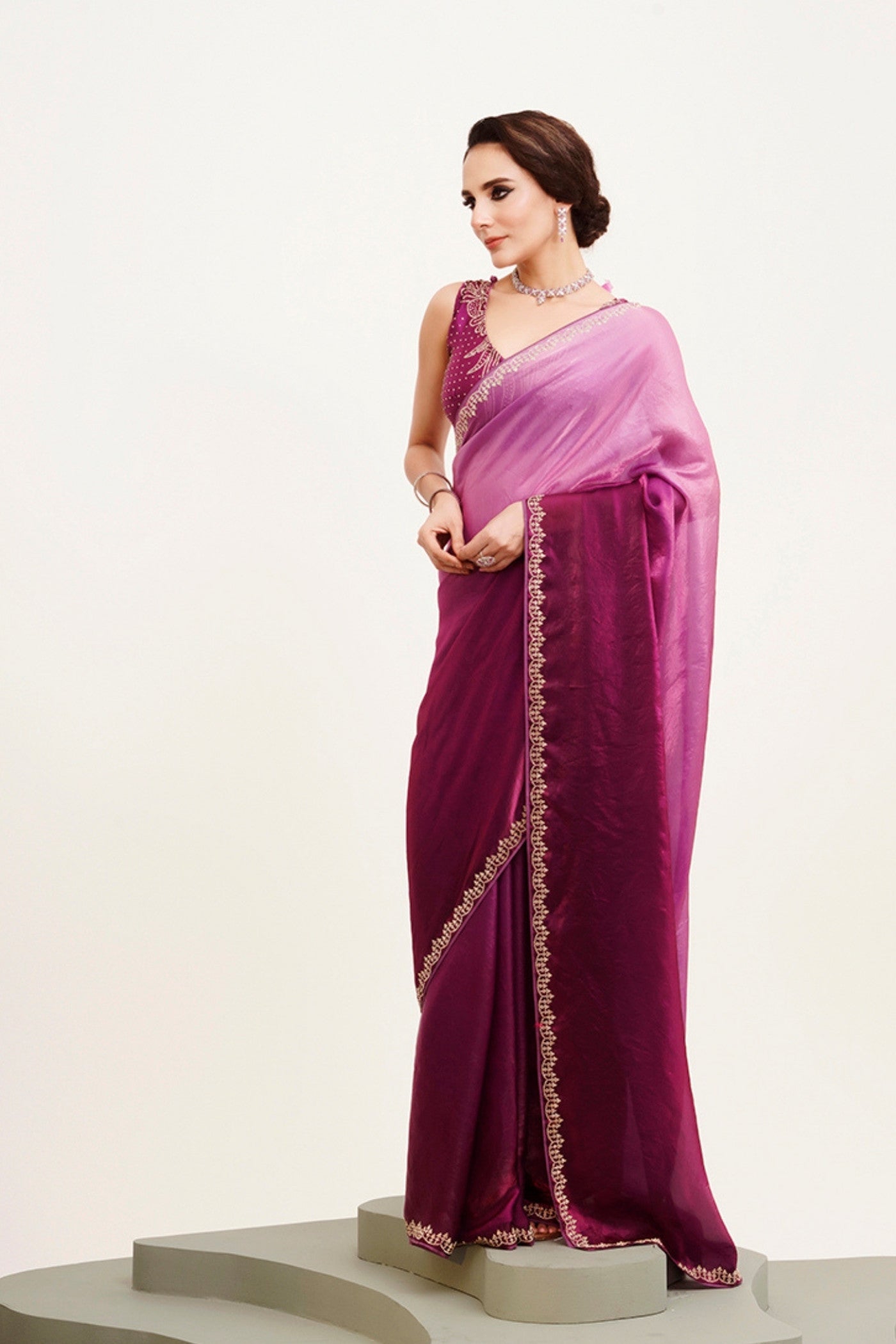 Buy MySilkLove Bush Pink Satin Partywear Saree Online