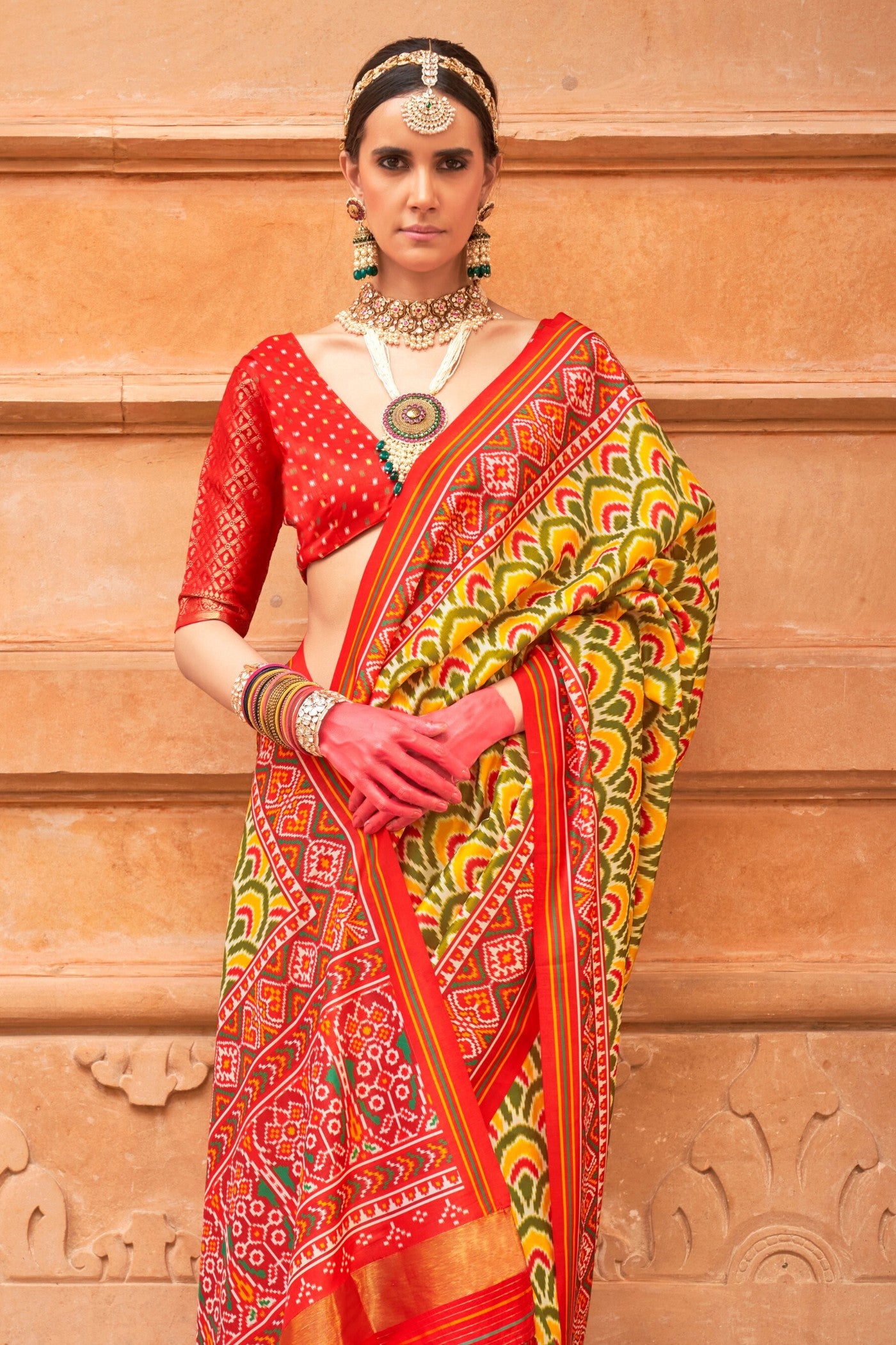 Buy MySilkLove Equator Green Printed Patola Saree Online