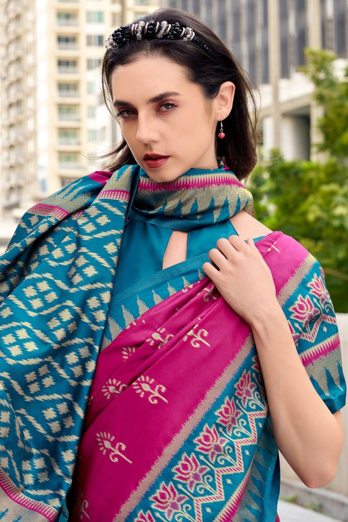 Buy MySilkLove Jam Pink Woven Banarasi Saree Online
