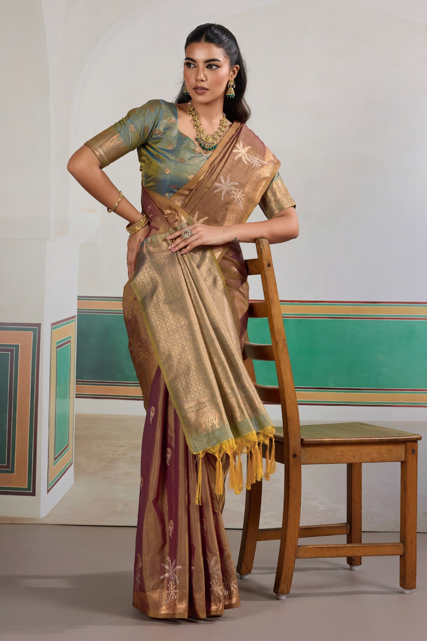 Buy MySilkLove Bister Brown Banarasi Handloom Tussar Saree Online