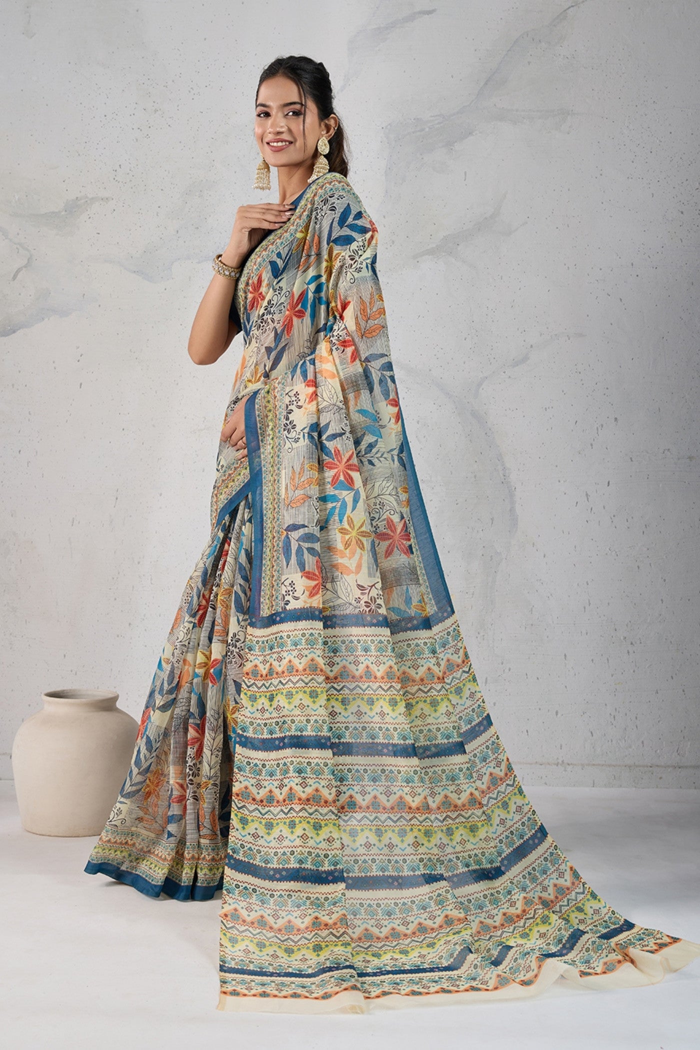 Buy MySilkLove Havelock Blue Digital Printed Saree Online