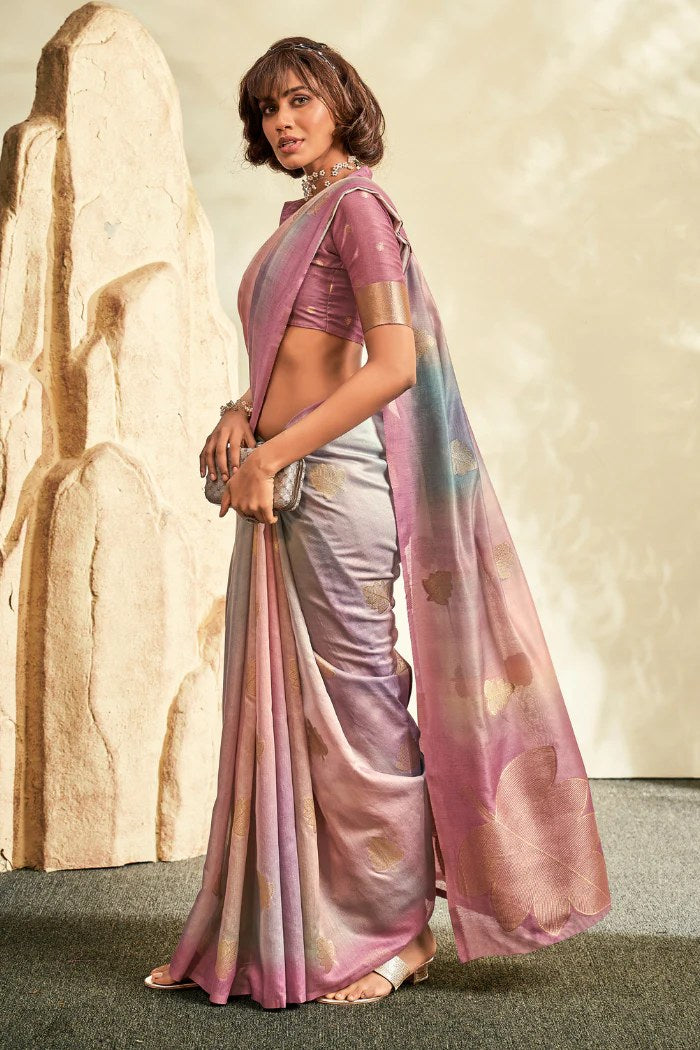 Buy MySilkLove Turkish Rose Purple Banarasi Handloom Silk Saree Online