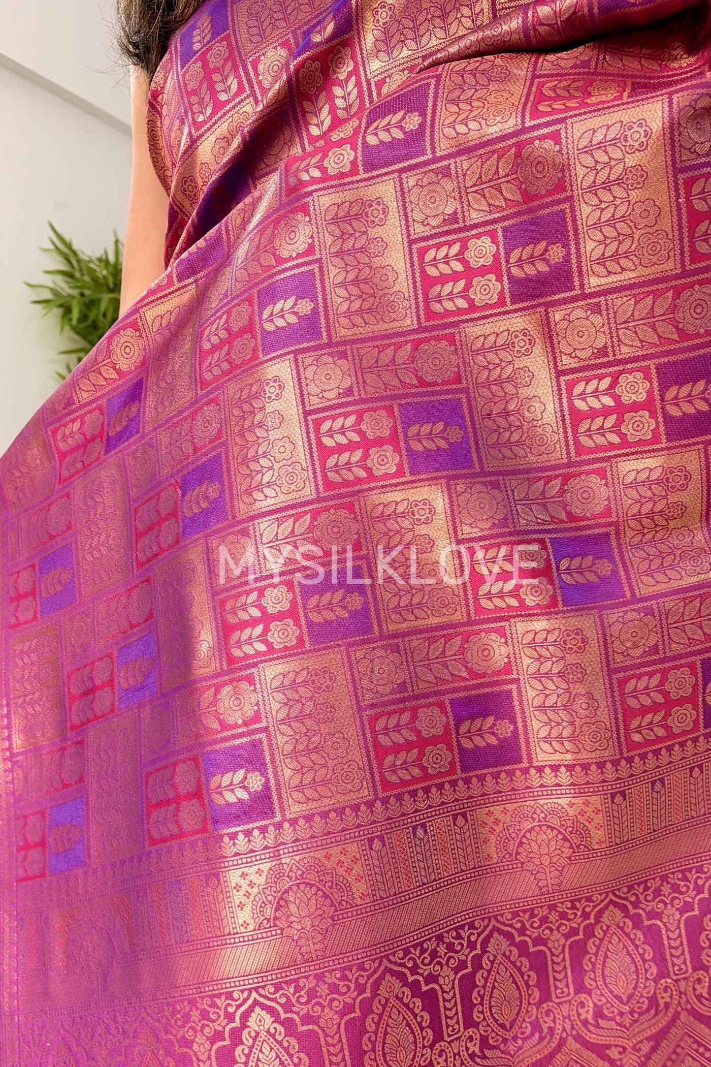 Buy MySilkLove Claret Purple Kanjivaram Handloom Saree Online