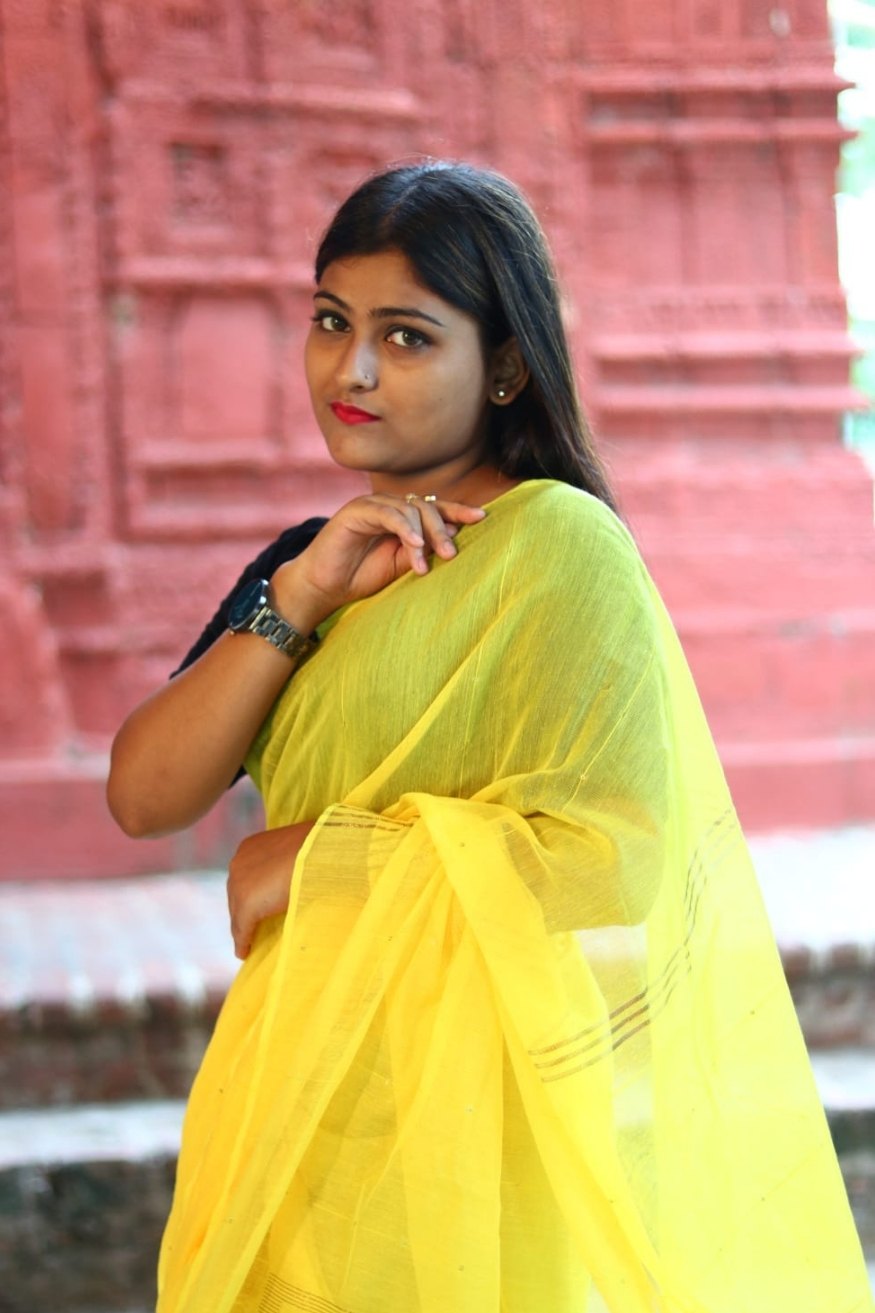 Buy MySilkLove Ripe Lemon Yellow Cotton Sequence Chumki Saree Online