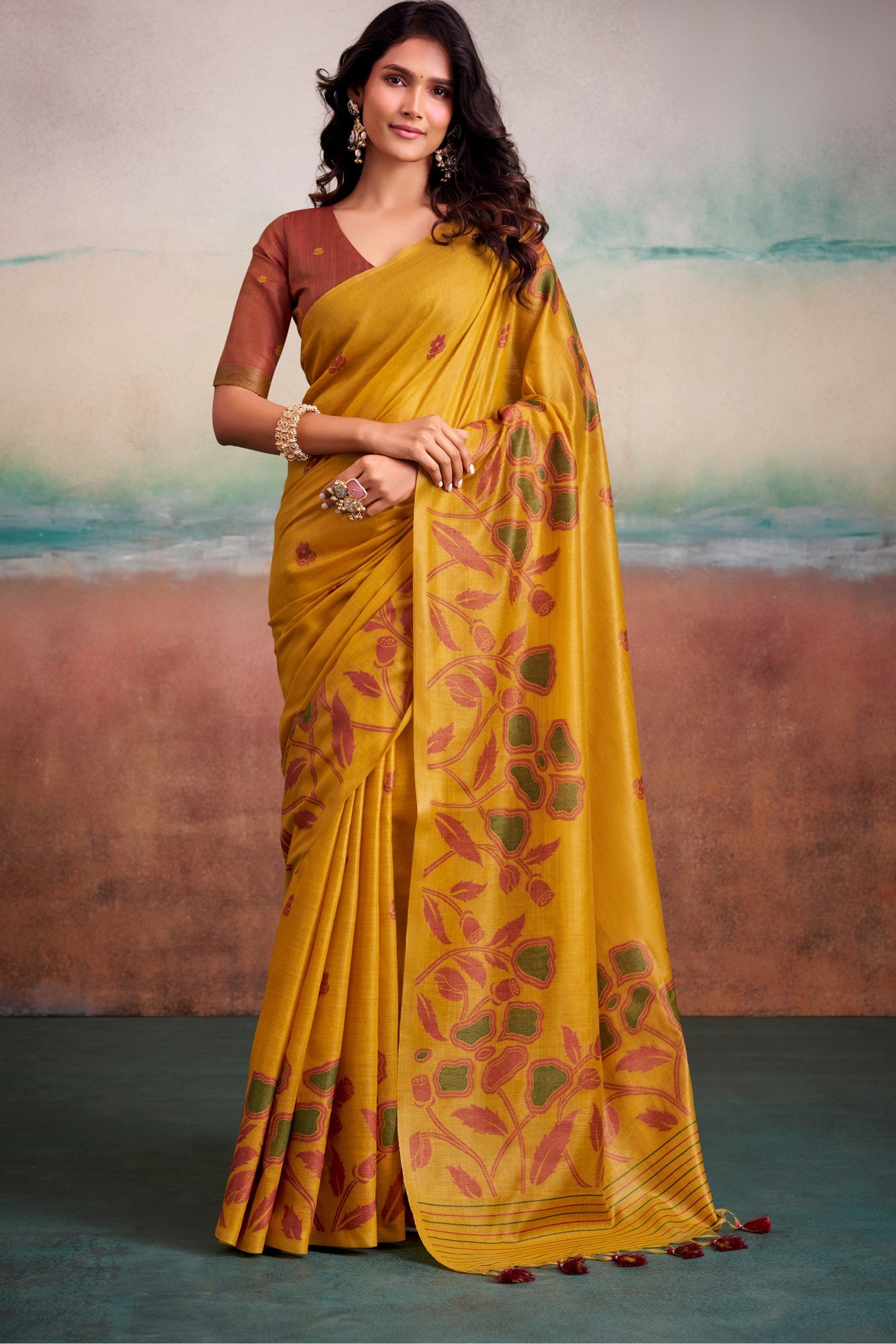 Buy MySilkLove Jonquil Yellow Handloom Modal Silk Saree Online